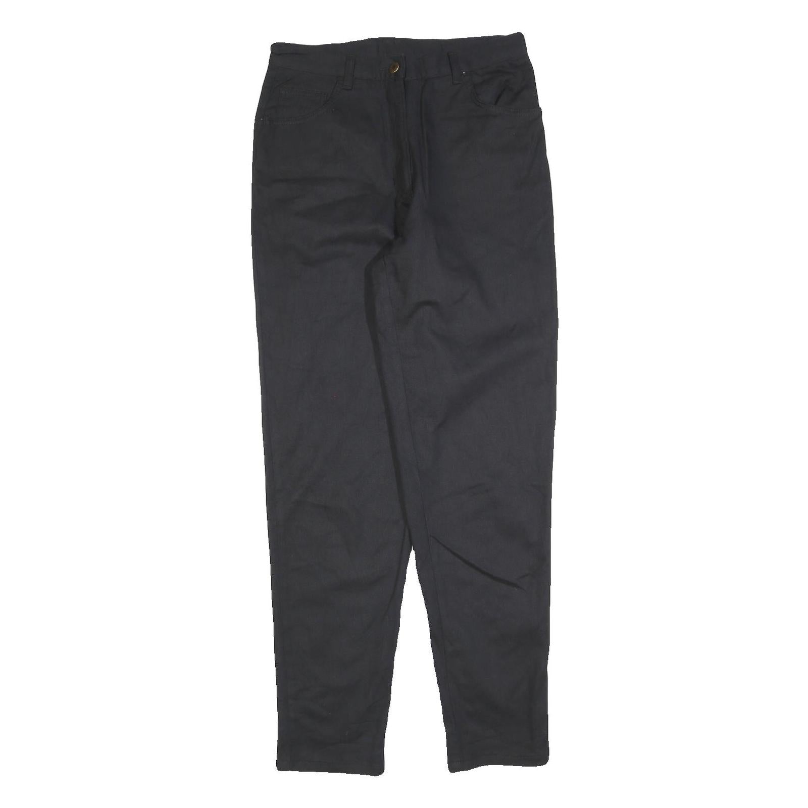 Womens Regular Fit Black Cotton Blend Zip Trousers W30 L32 Classic Straight Leg Refurbished - N/A refurbished available on Cerqular