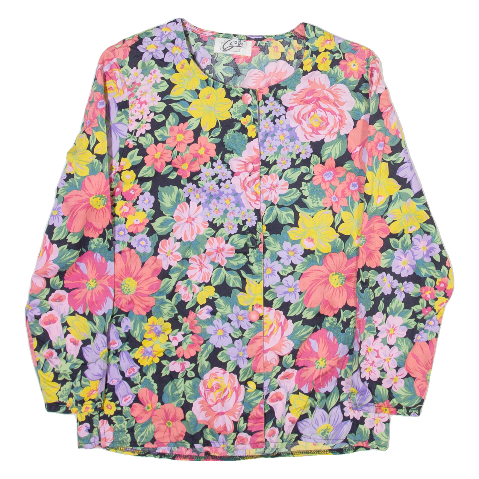 CAFE Womens Printed Blouse Black Long Sleeve Floral M Refurbished - N/A refurbished available on Cerqular