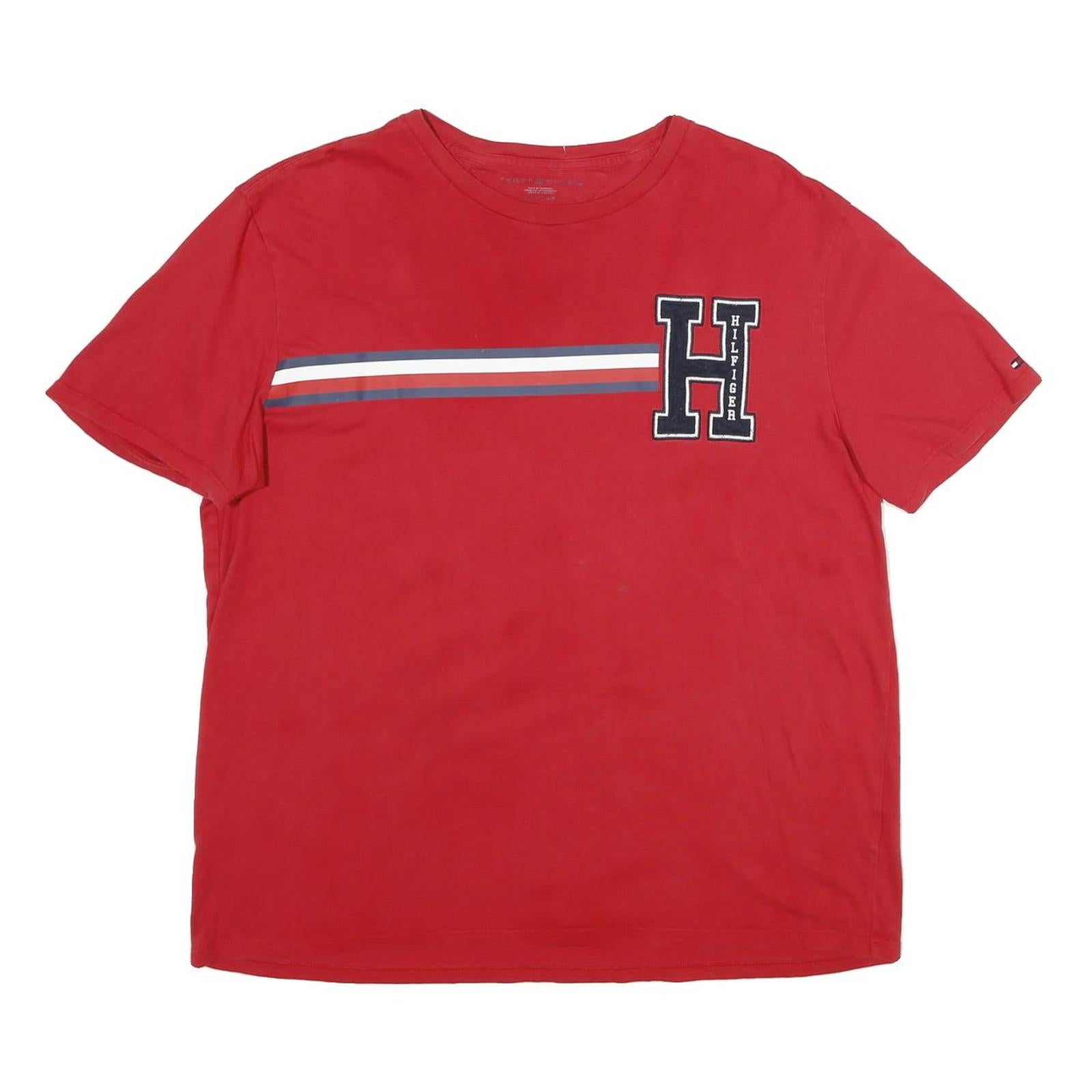 TOMMY HILFIGER Mens Red Graphic T-Shirt XL Short Sleeve Crew Neck Refurbished - N/A refurbished available on Cerqular