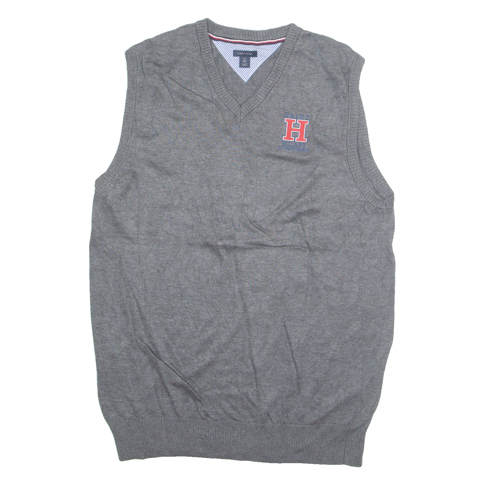 TOMMY HILFIGER Tall Mens Vest Grey V-Neck Tight Knit M Refurbished - N/A refurbished available on Cerqular