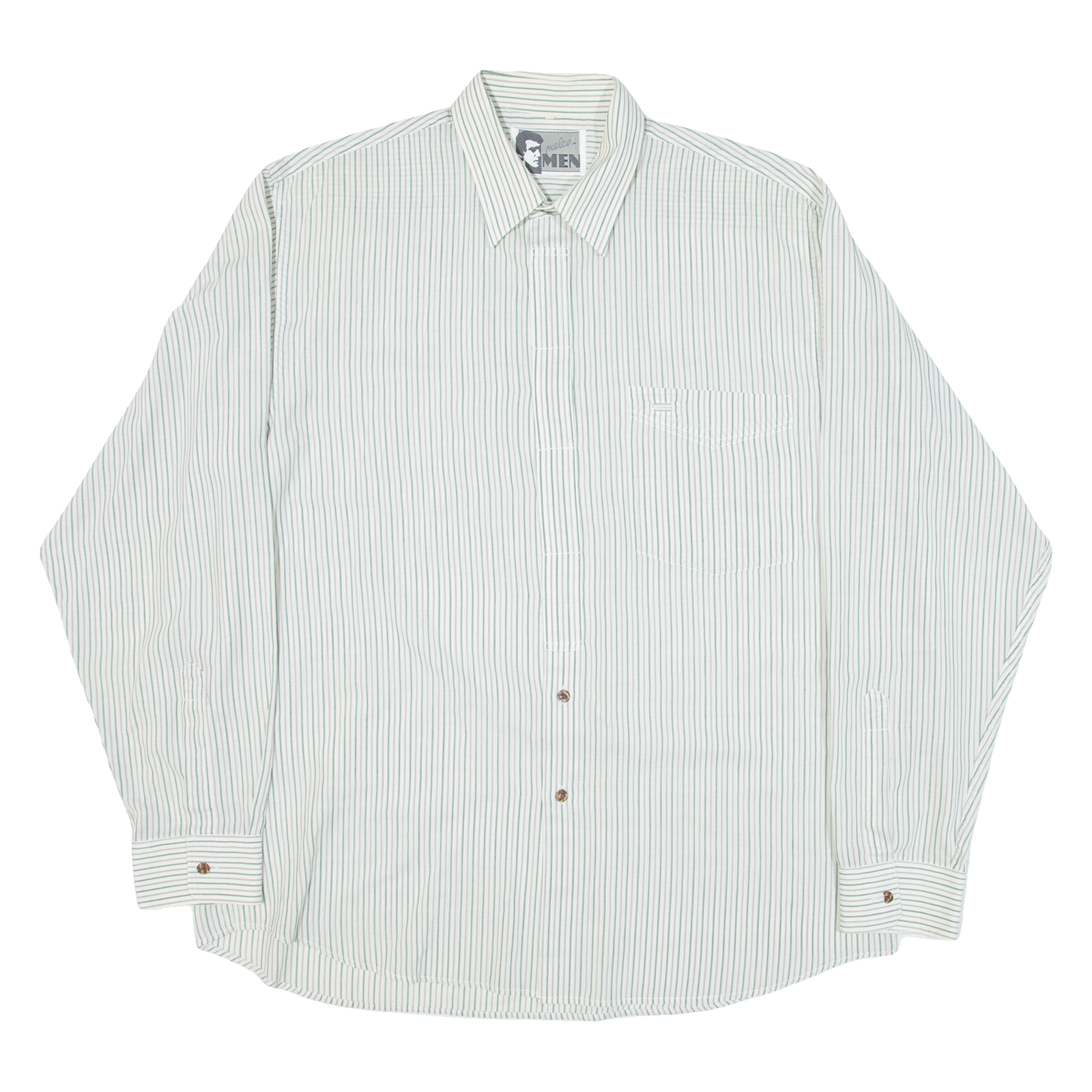 MELCO Mens Shirt Green Striped Long Sleeve XL Refurbished - N/A refurbished available on Cerqular