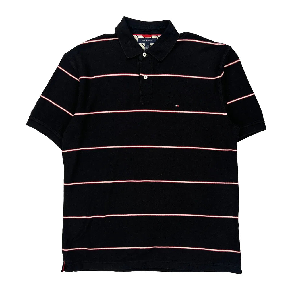 Buy Tommy Hilfiger Striped Polo Shirt - XL Black Cotton Refurbished - $26.79 Tommy Hilfiger Striped Polo Shirt - XL Black Cotton Refurbished - Thrifted (note: this is a term often used to describe second- refurbished available on Cerqular
