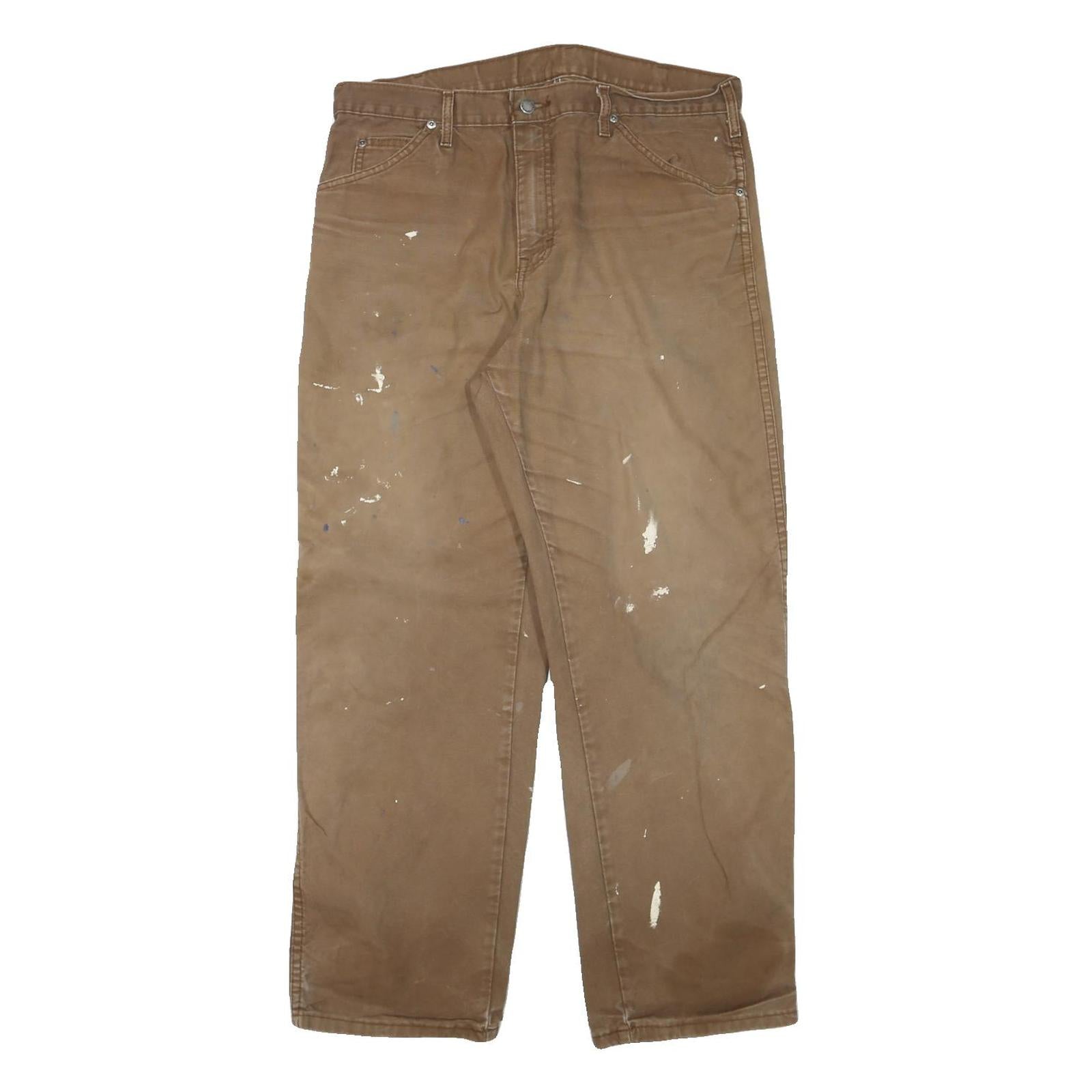 DICKIES Mens Cotton Blend Brown Regular Fit Straight Leg Trousers W33 L29 Refurbished - N/A refurbished available on Cerqular