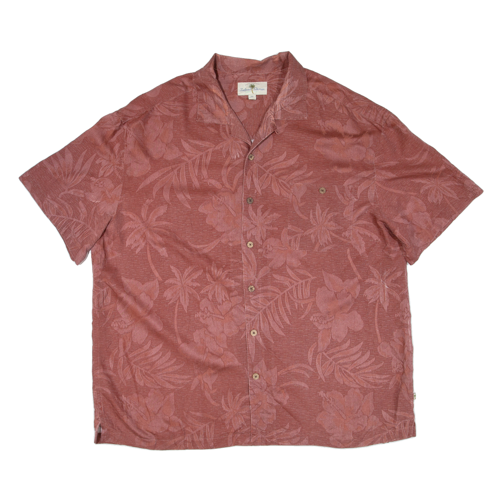 ISLAND SHORES Mens Hawaiian Shirt Maroon Floral 2XL Refurbished - N/A refurbished available on Cerqular