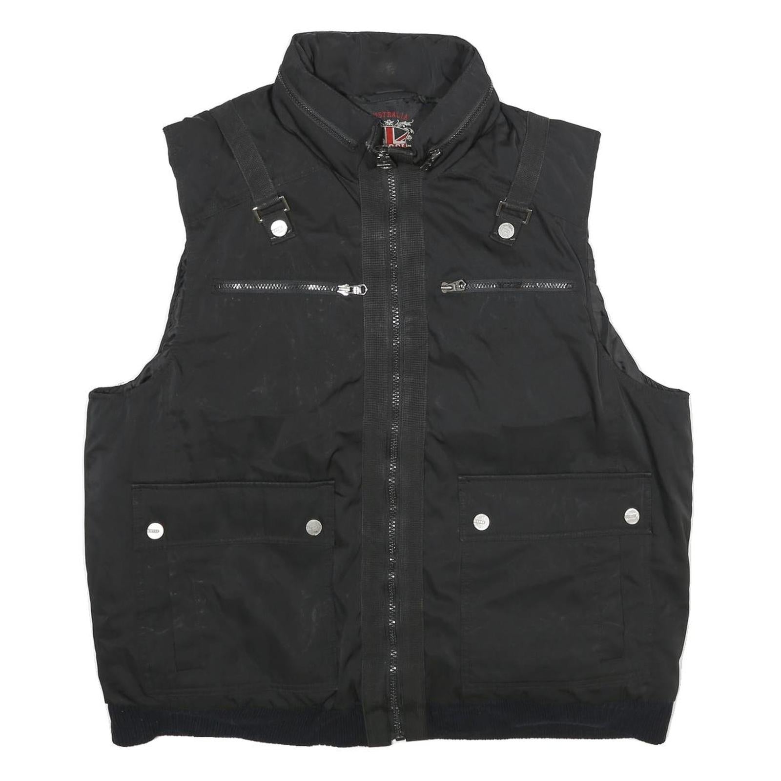 COOGI Mens Black Zip Jacket 2XL Polyester Plain Functional Pockets Sleeveless Refurbished - N/A refurbished available on Cerqular