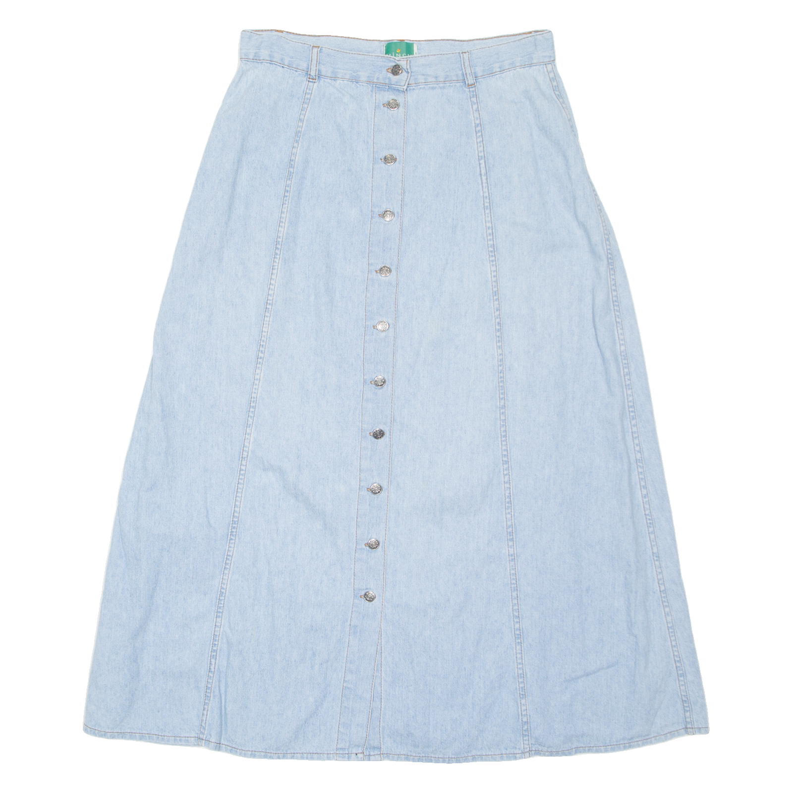 WINCH Buttoned Womens A-Line Skirt Blue Midi Chambray M Refurbished - N/A refurbished available on Cerqular