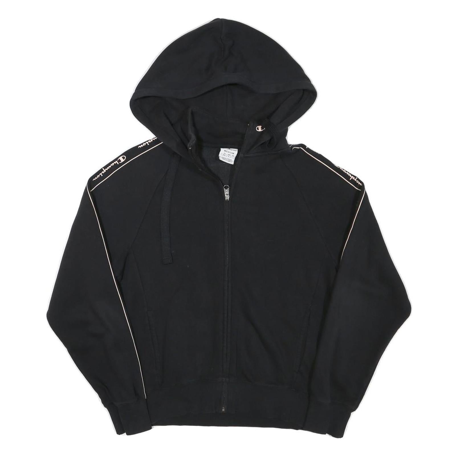 CHAMPION Womens Black Full Zip Hoodie M Logo Tape Casual Streetwear Refurbished - N/A refurbished available on Cerqular