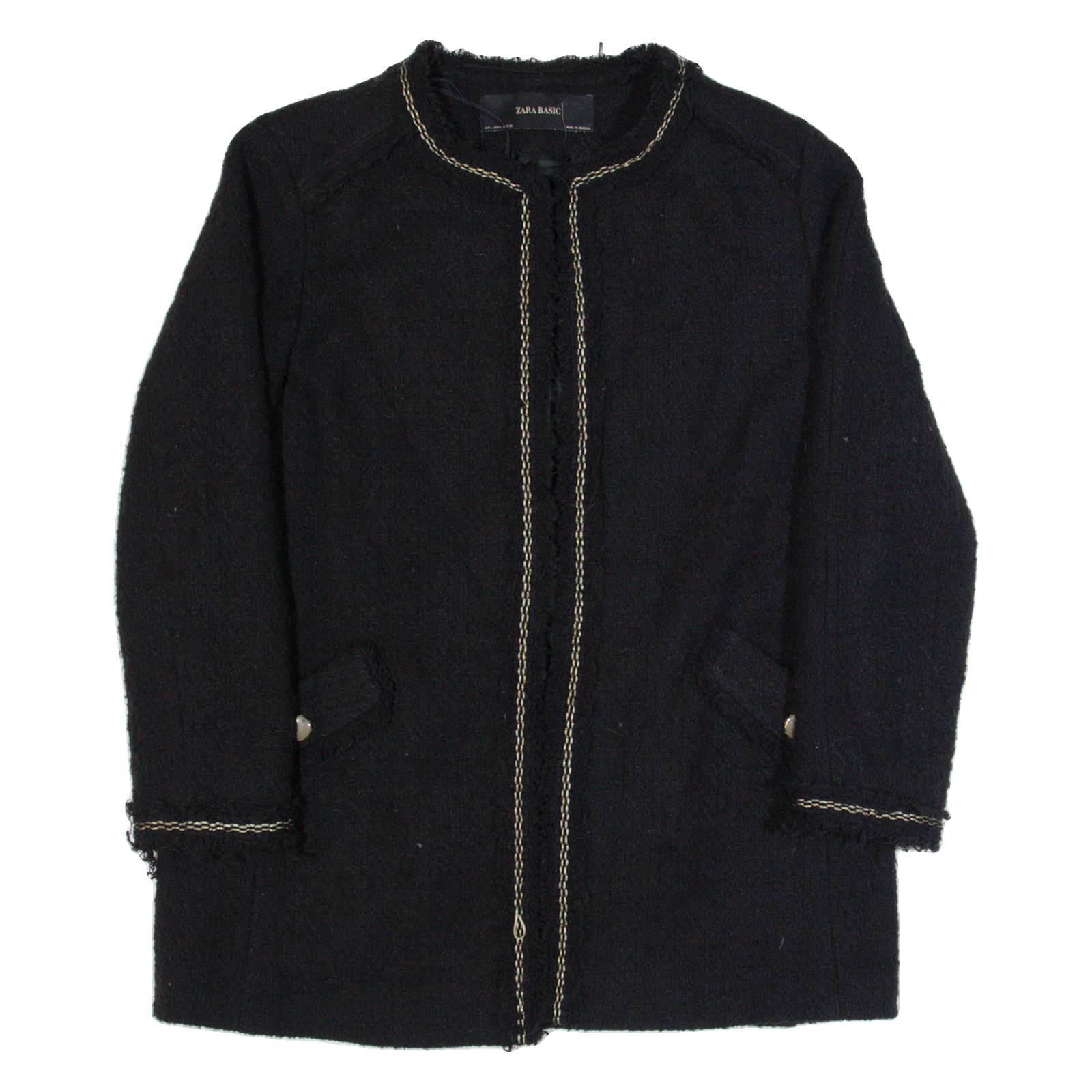 ZARA BASIC Womens Overcoat Jacket Black L Refurbished - N/A refurbished available on Cerqular