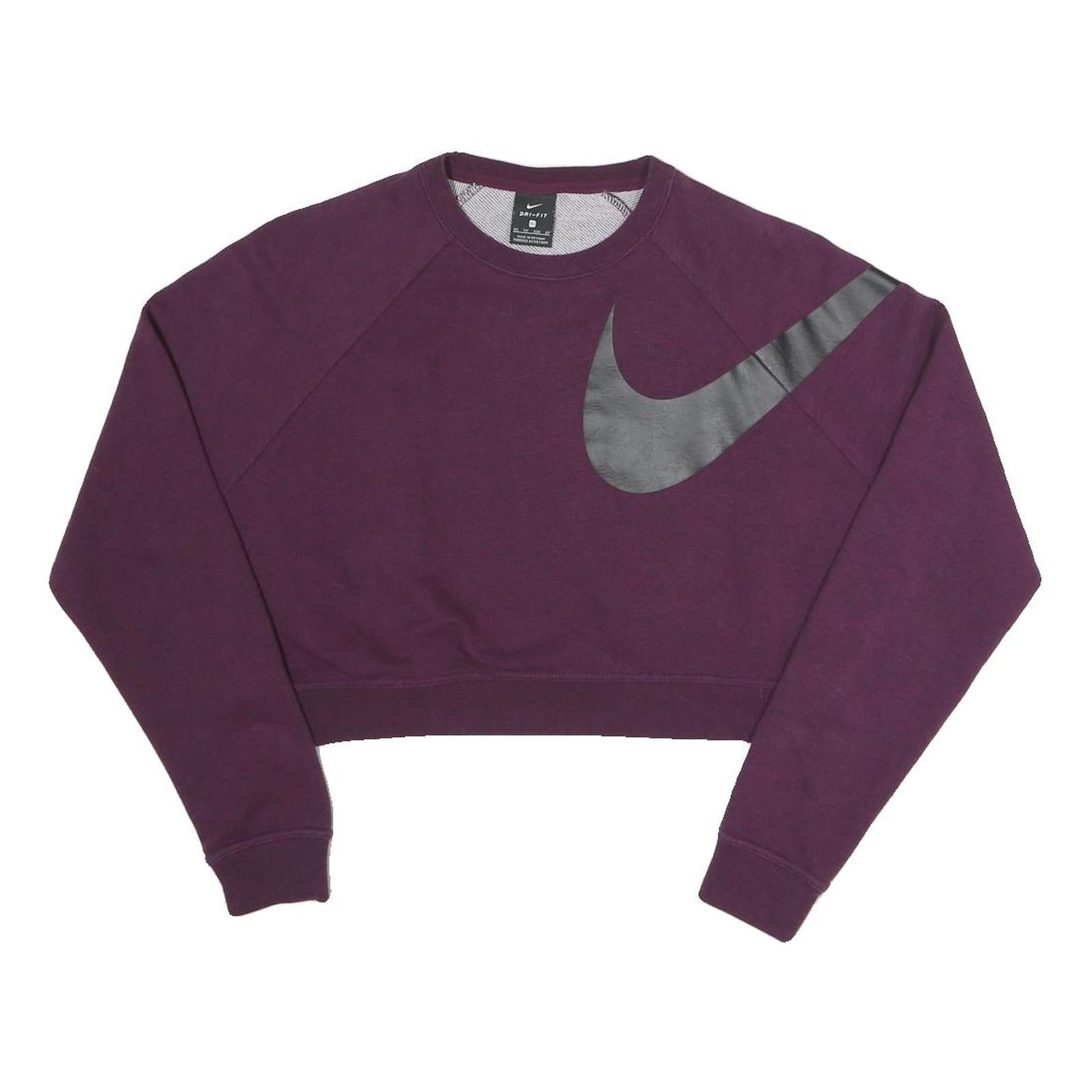 NIKE Womens Maroon Cotton Blend Crew Neck XS Sweatshirt Cropped Logo Refurbished - N/A refurbished available on Cerqular