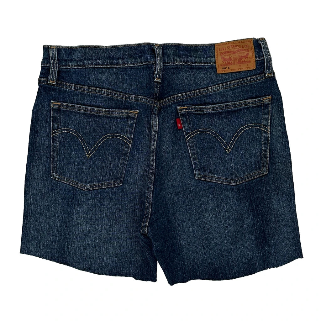 501 Levis Denim Shorts - 32W 8L Dark Wash Cotton Refurbished - Thrifted (note: this is a term often used to describe second- refurbished available on Cerqular