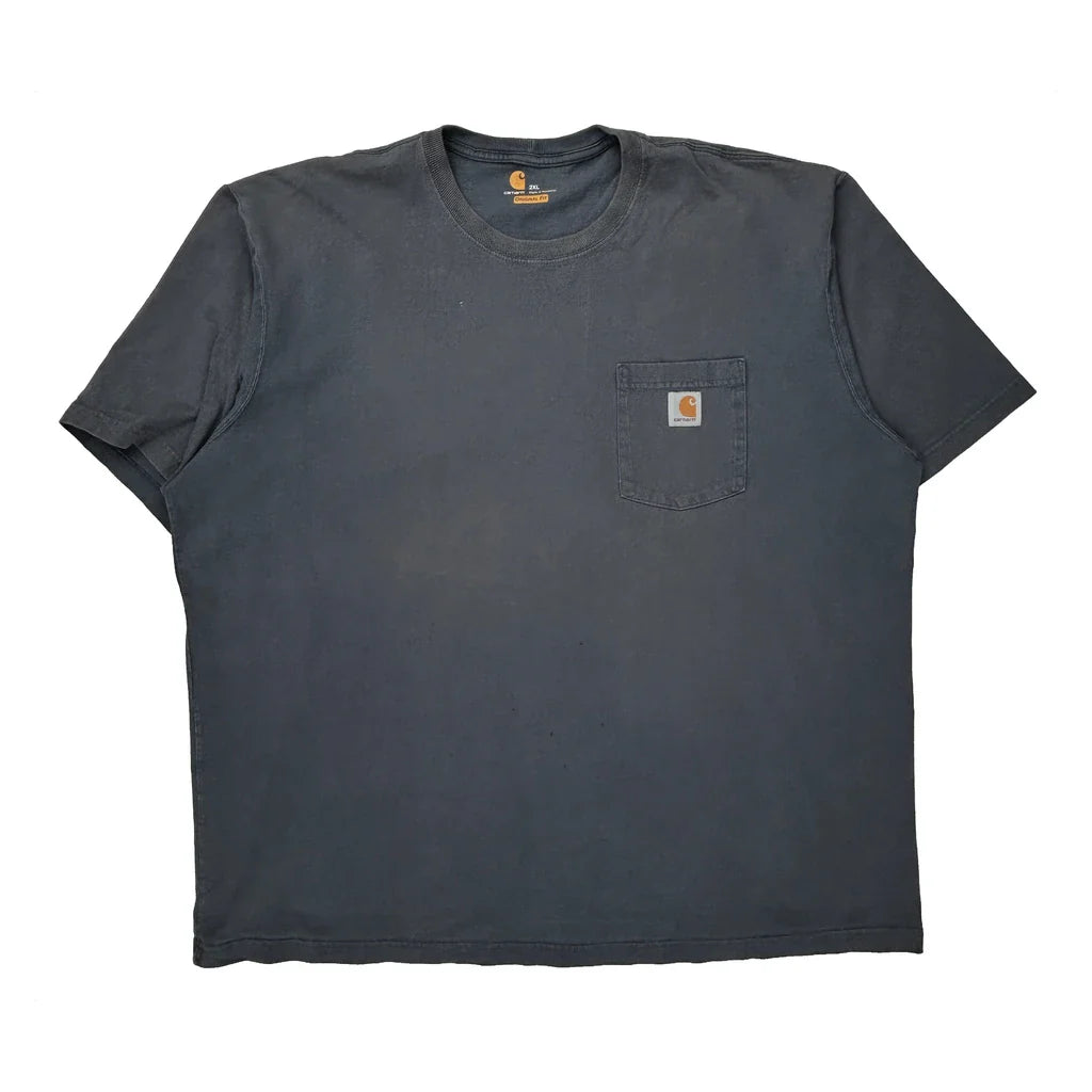 Carhartt T-Shirt - 2XL Grey Cotton Refurbished - Thrifted (note: this is a term often used to describe second- refurbished available on Cerqular