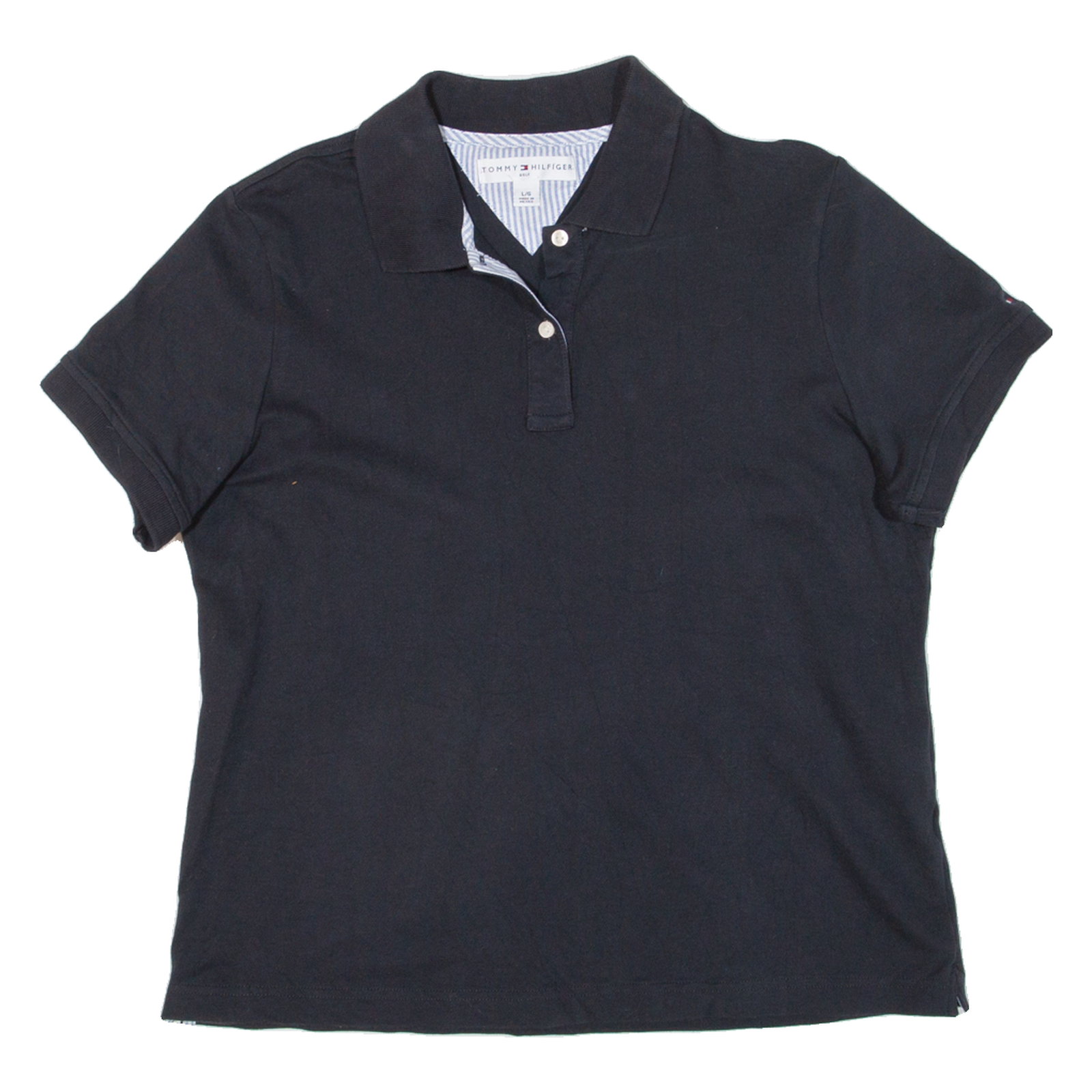 TOMMY HILFIGER Womens Polo Shirt Black L Refurbished - N/A refurbished available on Cerqular