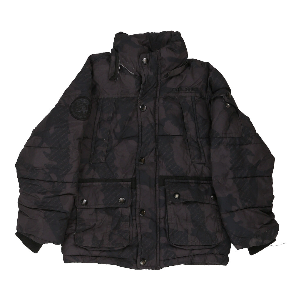 Age 5-6 Diesel Camo Puffer - Small Black Polyester | Size: small Refurbished - Thrifted (note: this is a term often used to describe second- refurbished available on Cerqular