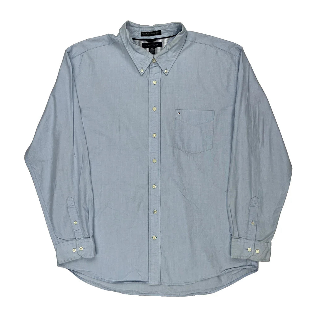 Tommy Hilfiger Shirt - 2XL Blue Cotton Refurbished - Thrifted (note: this is a term often used to describe second- refurbished available on Cerqular