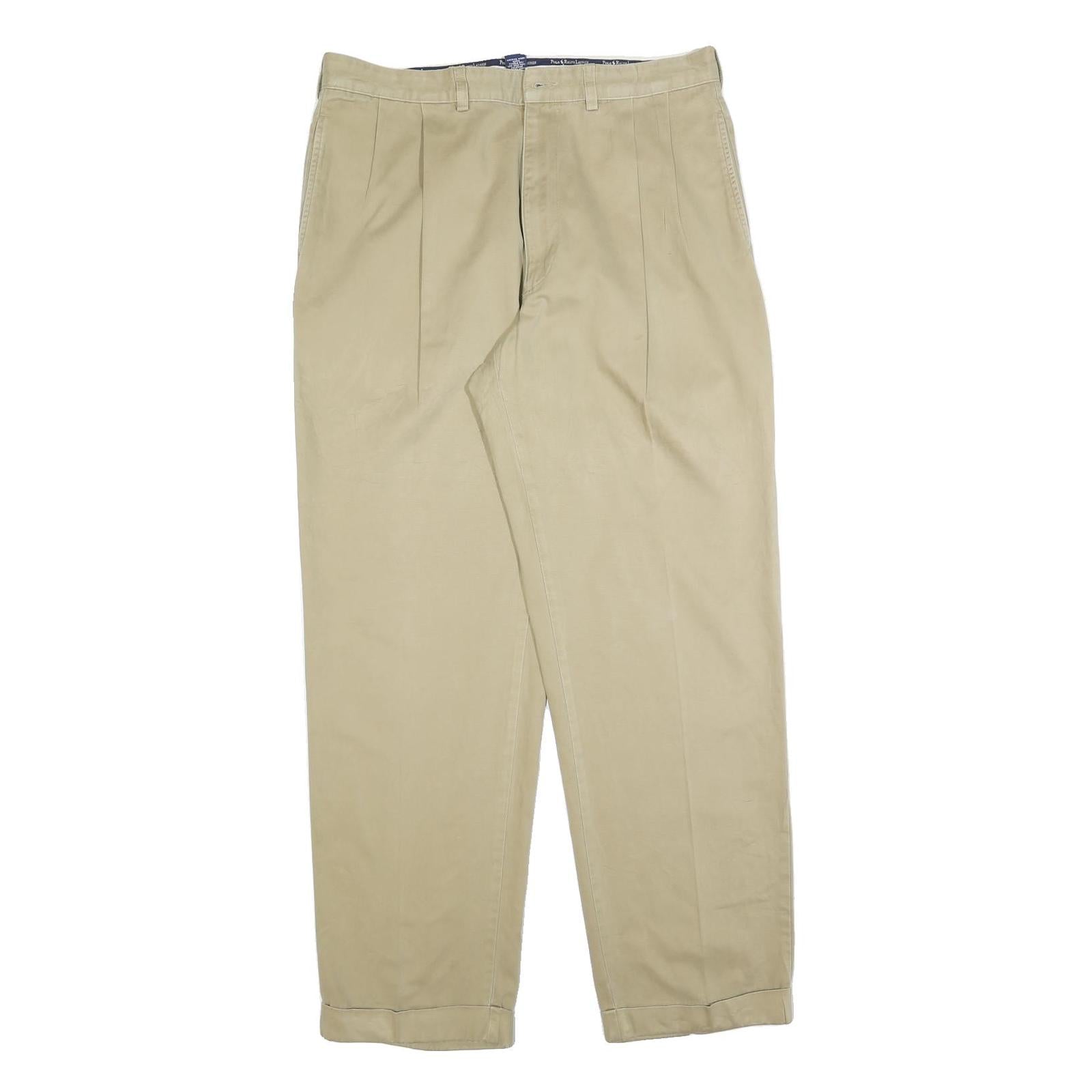 POLO RALPH LAUREN Mens Cotton Blend Beige Regular Fit Straight Trousers W36 L32 Refurbished - N/A refurbished available on Cerqular