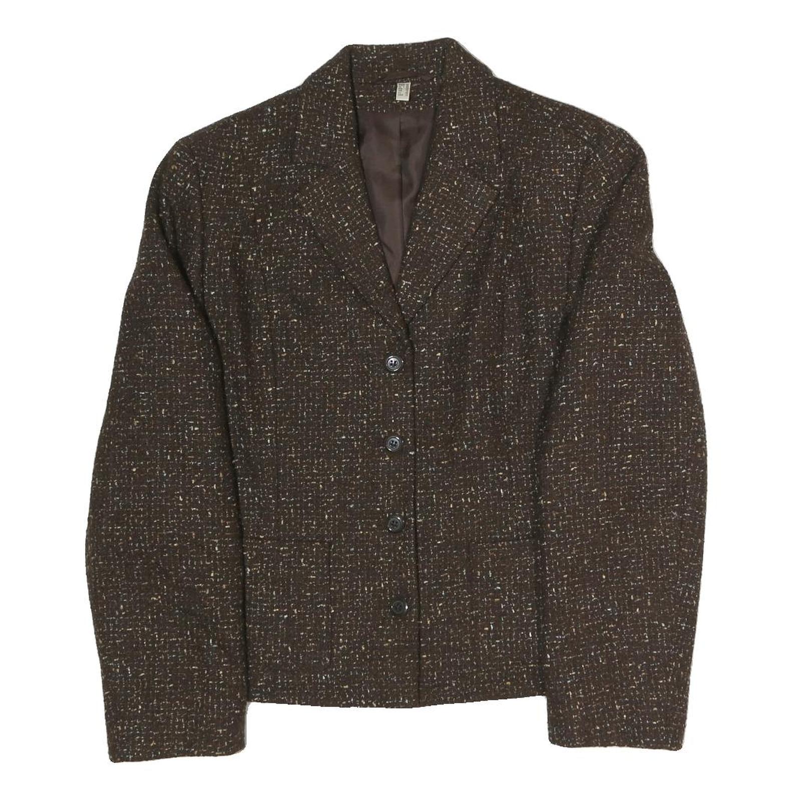 Womens Brown Polyester Blend Button Jacket UK 16 Tweed Classic Workwear Refurbished - N/A refurbished available on Cerqular