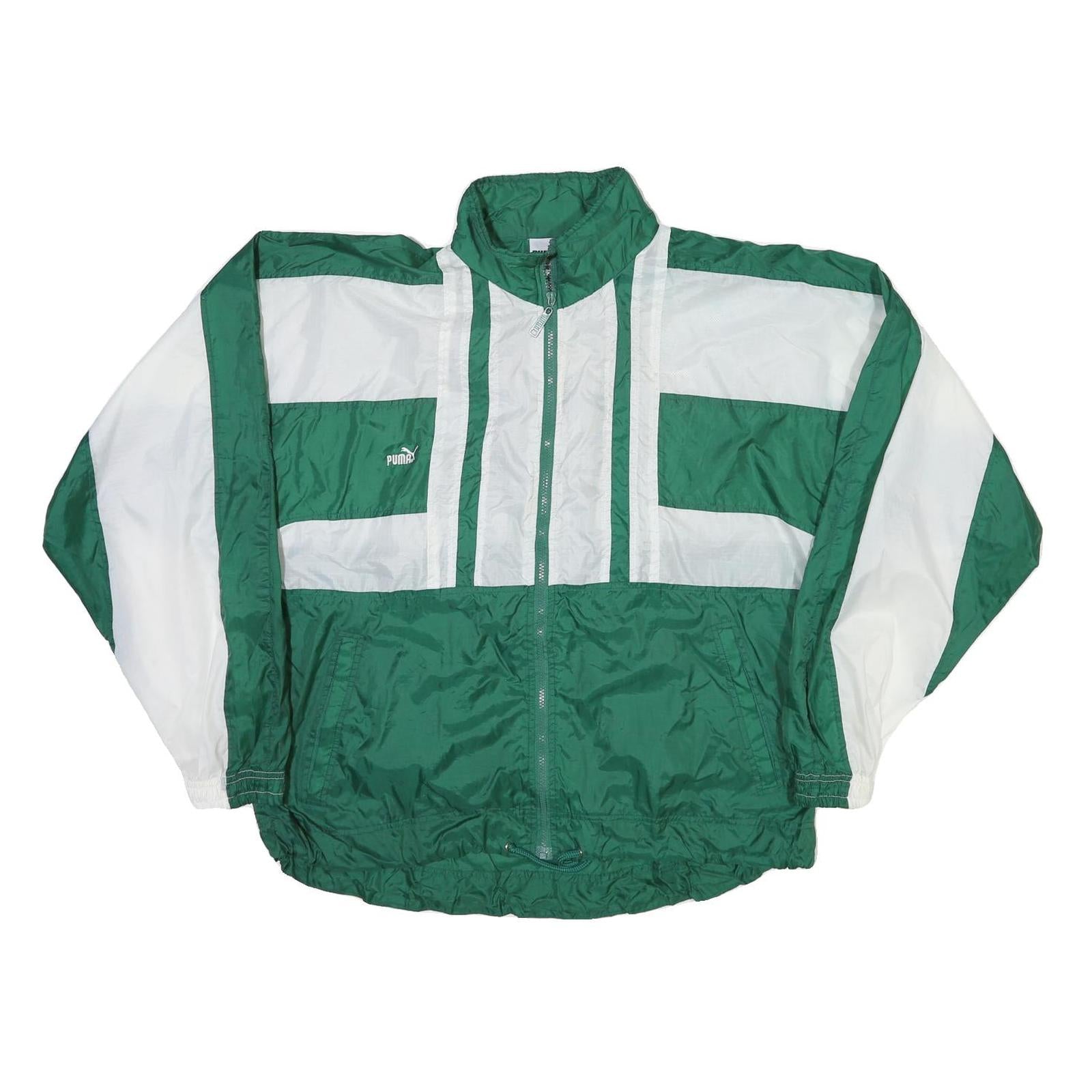 PUMA Mens Green & White Team Logo Track Jacket XL Nylon Sportswear Zip Refurbished - N/A refurbished available on Cerqular