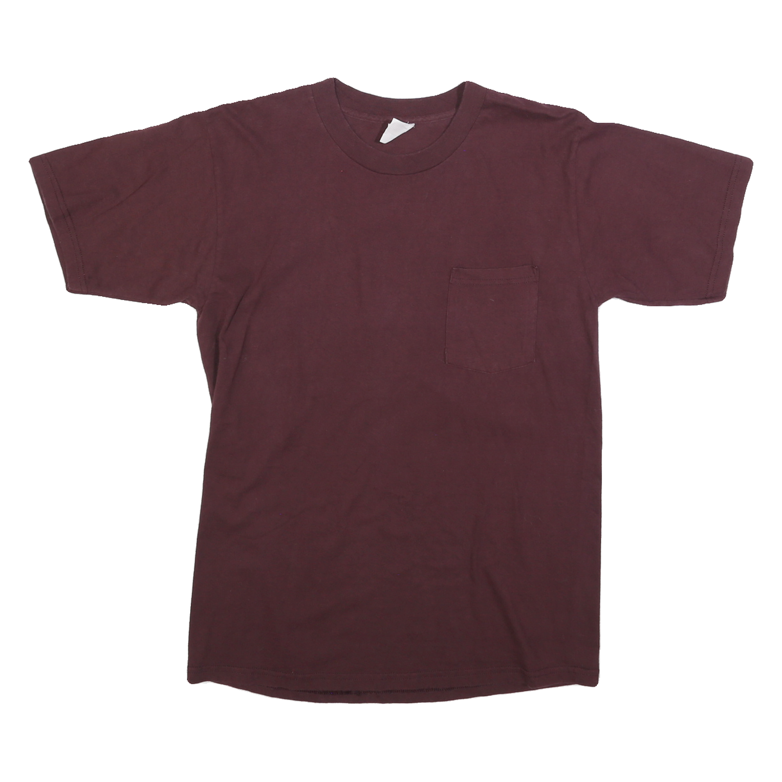 Mens Maroon Plain Pocket T-Shirt L Short Sleeve Crew Neck Cotton Blend Refurbished - N/A refurbished available on Cerqular