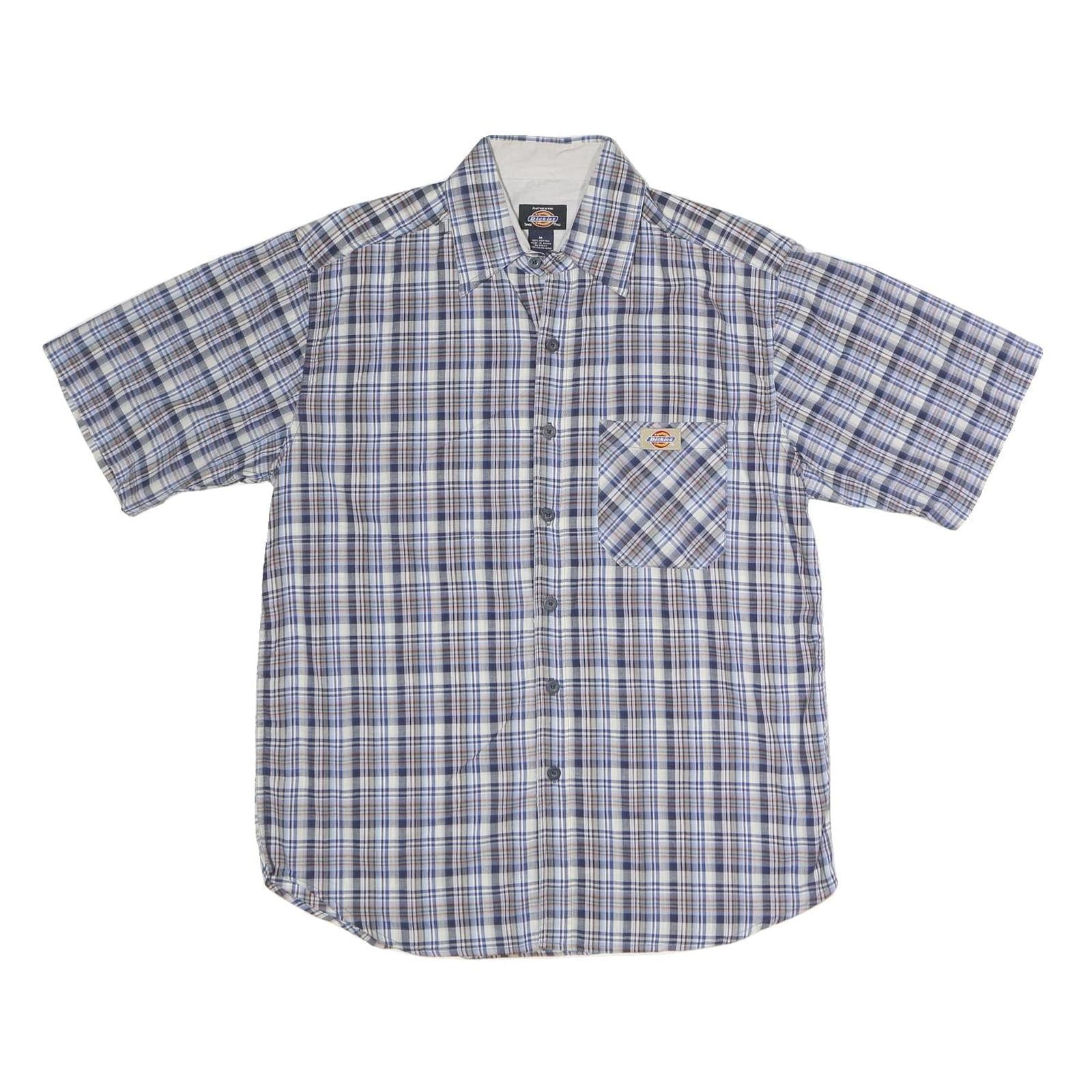 DICKIES Mens Blue & Brown Check Shirt M Cotton Short Sleeve Casual Classic Refurbished - N/A refurbished available on Cerqular