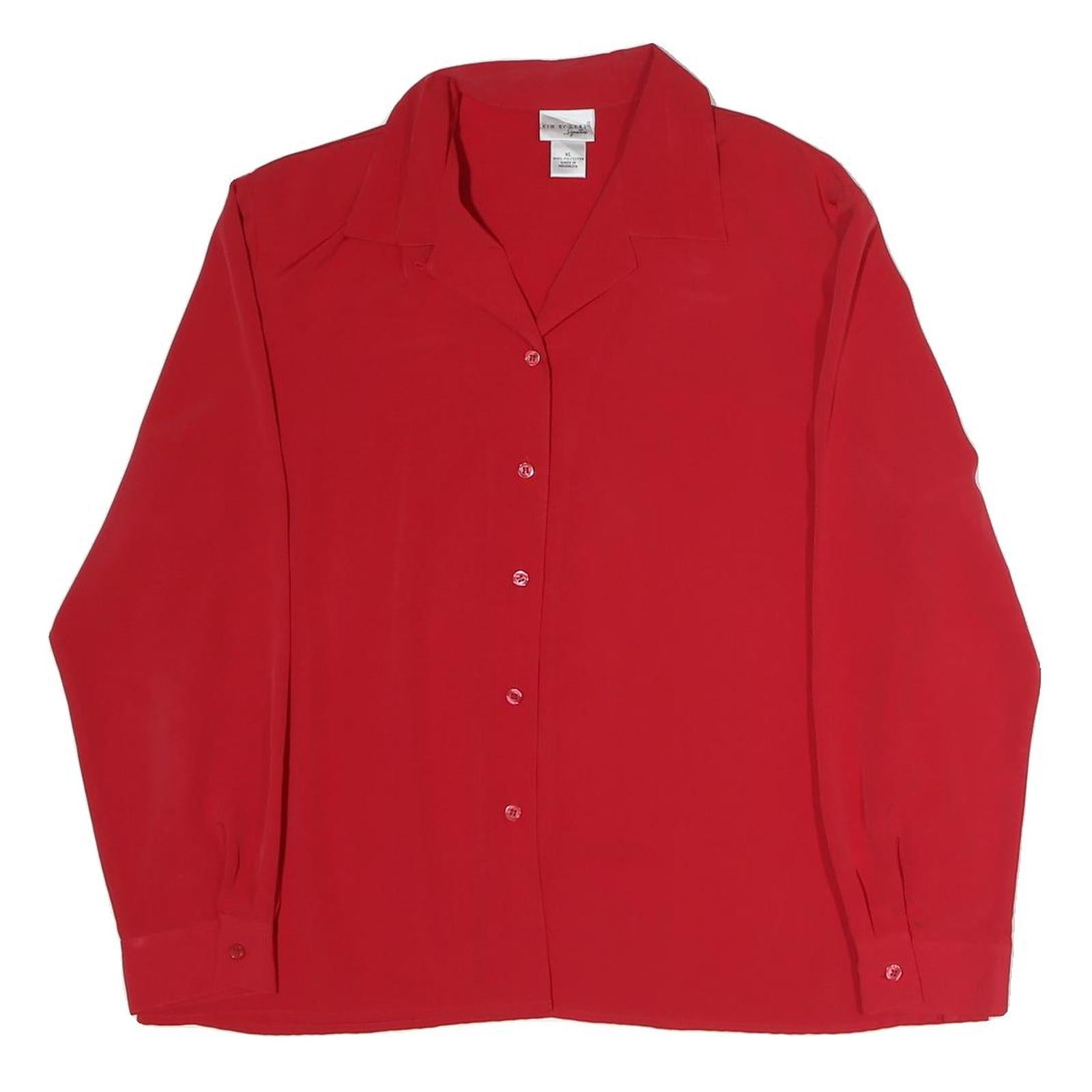 KIM ROGERS Womens Red Shirt Long Sleeve Collared XL Classic Button Up Refurbished - N/A refurbished available on Cerqular