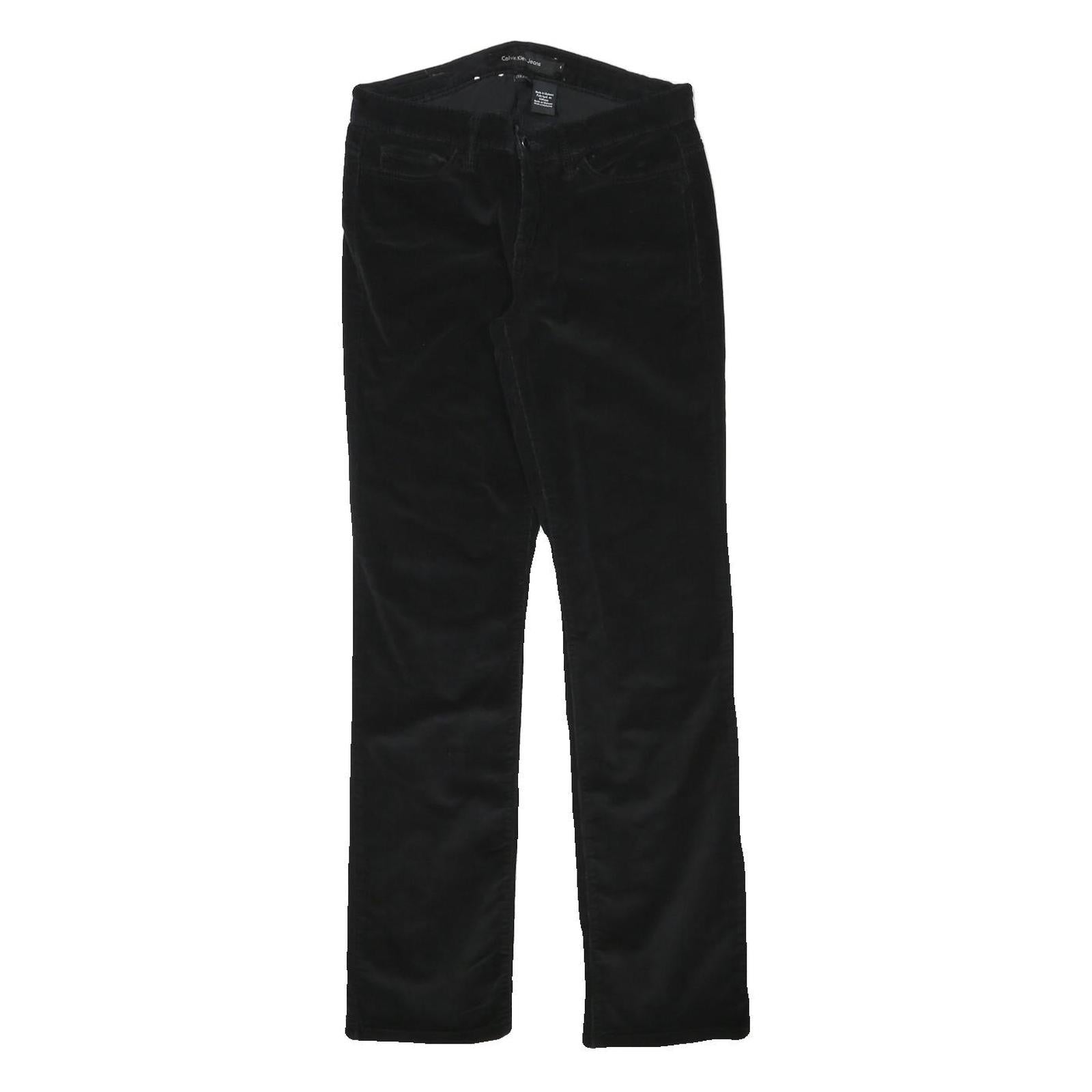 CALVIN KLEIN JEANS Womens Cotton Blend Black Regular Straight Trousers W27 L29 Refurbished - N/A refurbished available on Cerqular