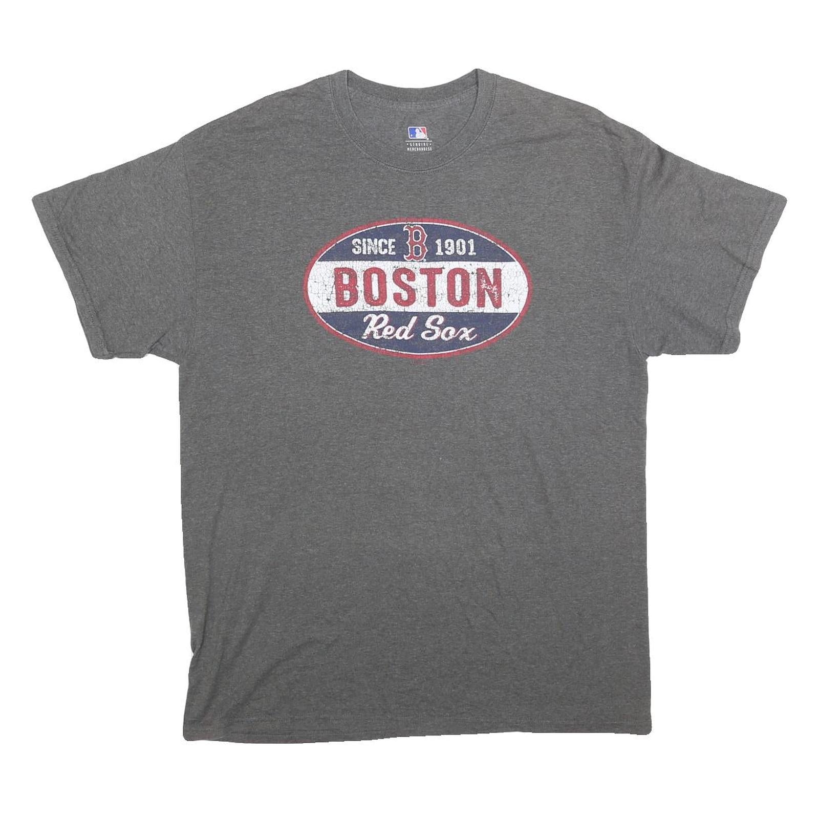 MLB Mens Grey Boston Red Sox Graphic T-Shirt L Short Sleeve Crew Neck Vintage Refurbished - N/A refurbished available on Cerqular
