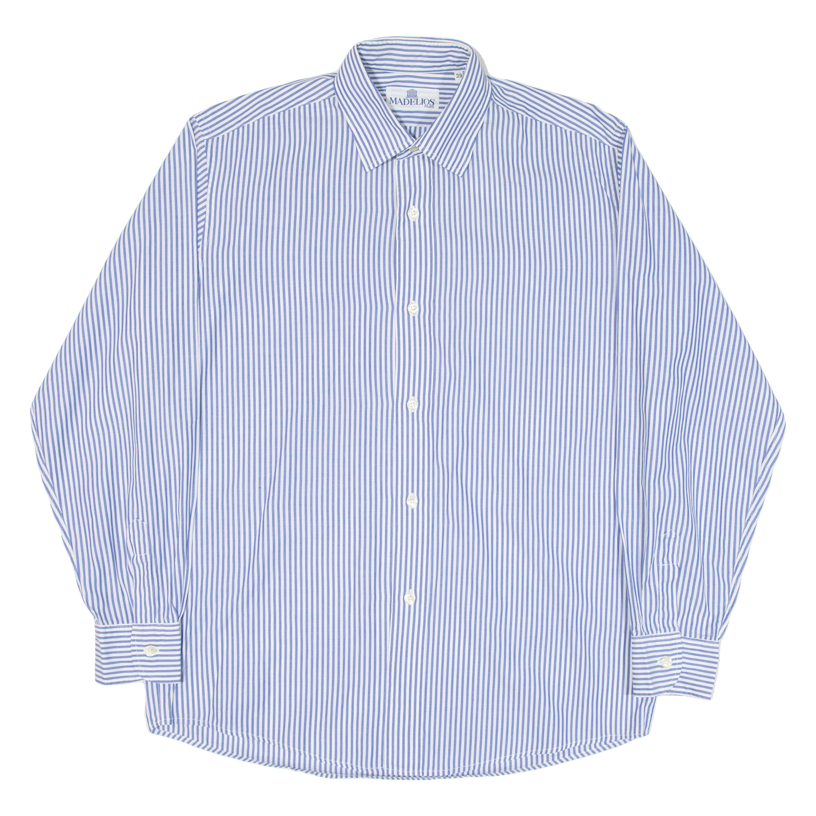 MODELOS Mens Shirt Blue Striped Long Sleeve M Refurbished - N/A refurbished available on Cerqular