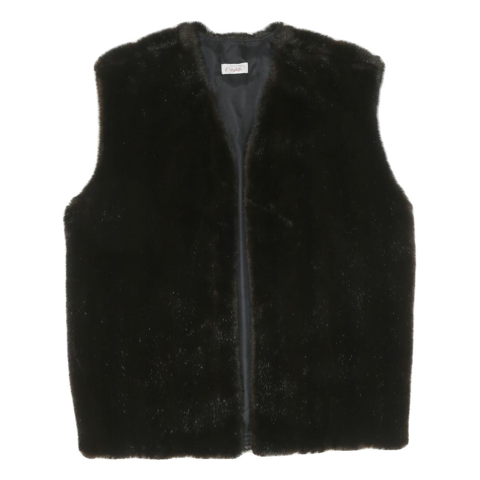 CITYLIFE Womens Black Outdoor Sleeveless Jacket XL Polyester Blend Woven Button Refurbished - N/A refurbished available on Cerqular