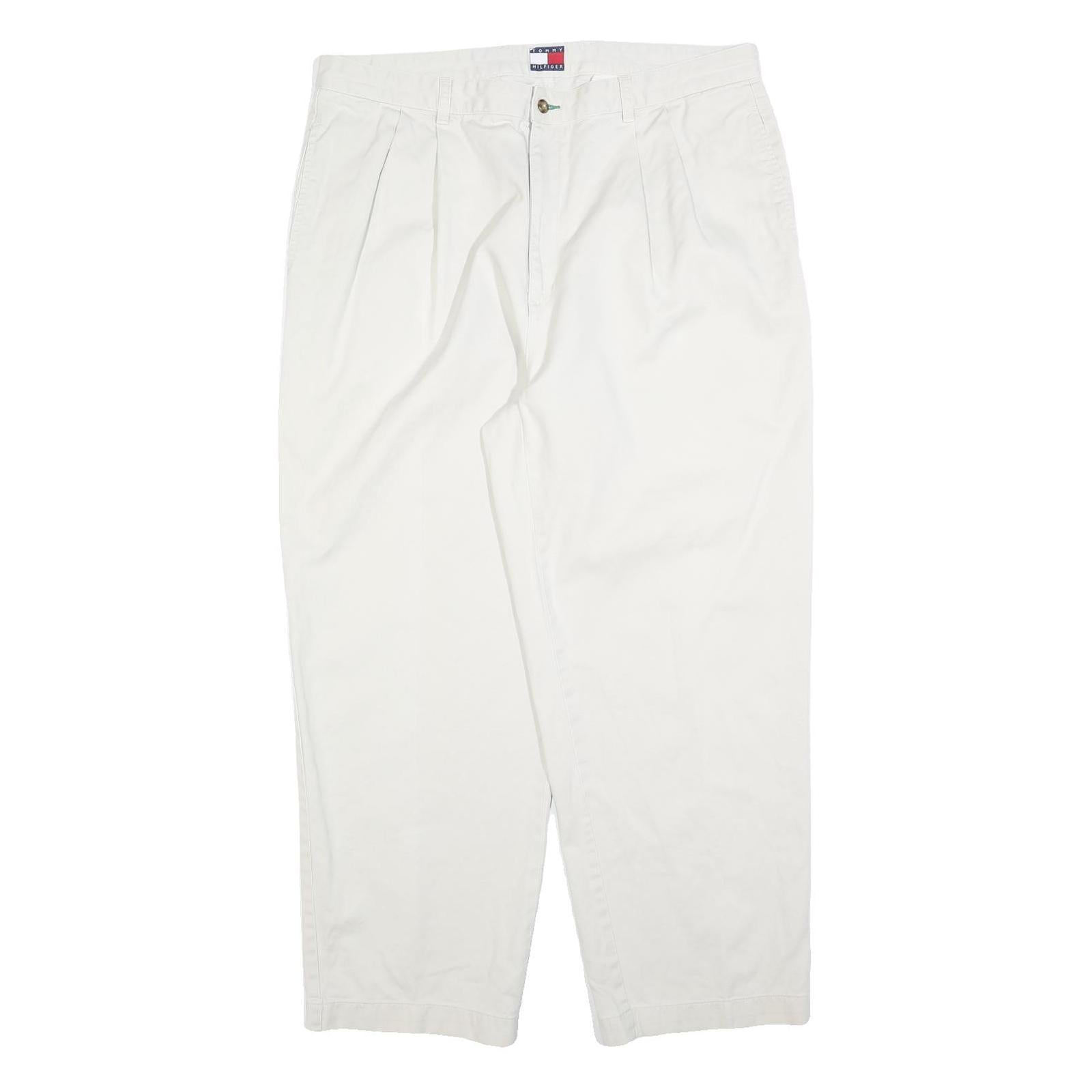 TOMMY HILFIGER Mens Cotton Blend White Regular Straight Trousers W38 L30 Refurbished - N/A refurbished available on Cerqular