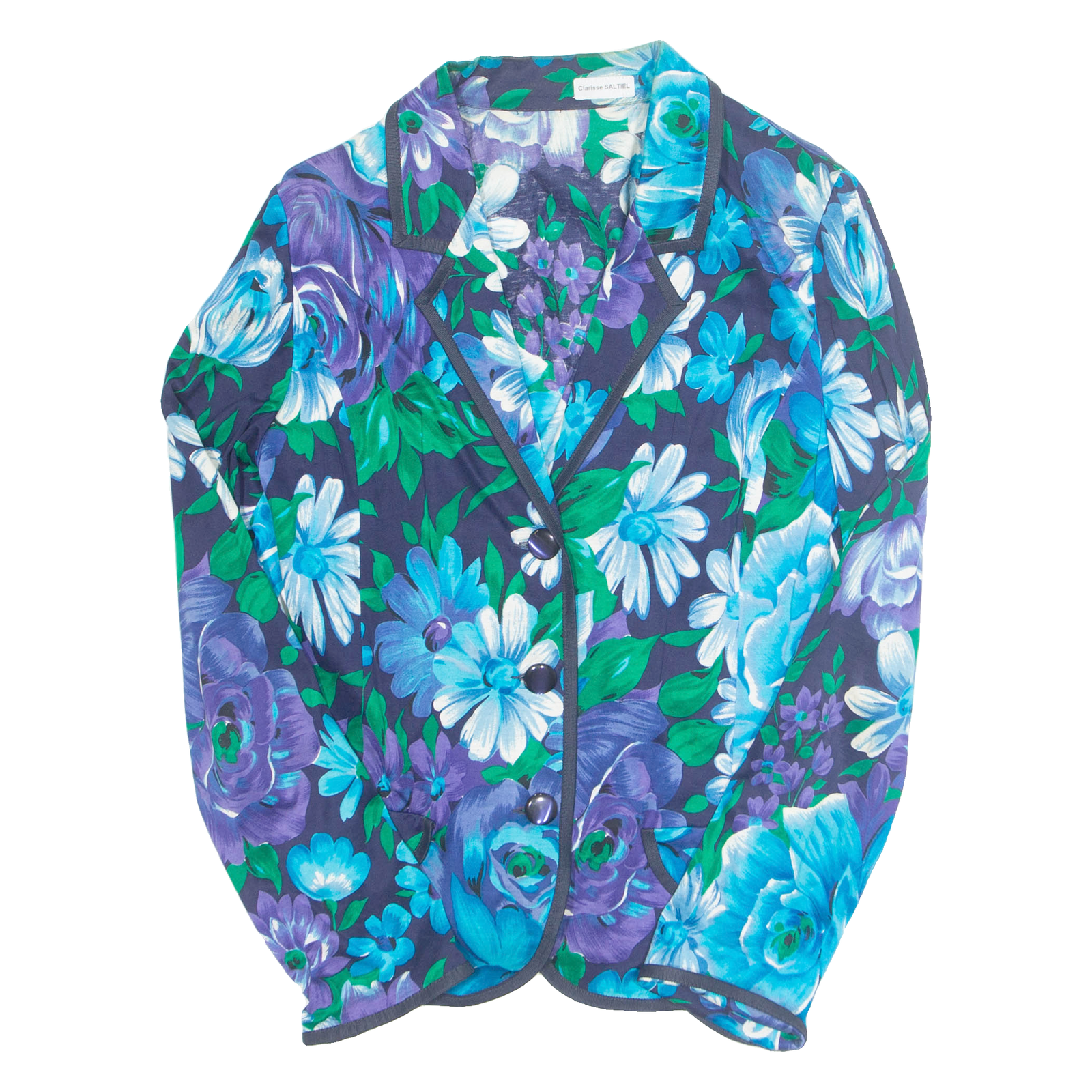LIOLA Womens Printed Blouse Blue Collared Long Sleeve Floral L Refurbished - N/A refurbished available on Cerqular