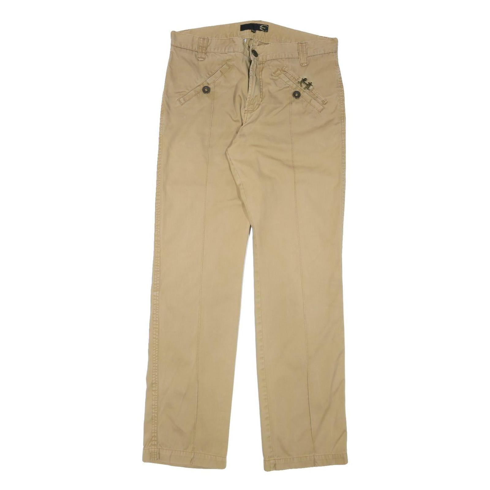 JUST CAVALLI Mens Cotton Blend Beige Regular Trousers W34 L34 Casual Zip Closure Refurbished - N/A refurbished available on Cerqular