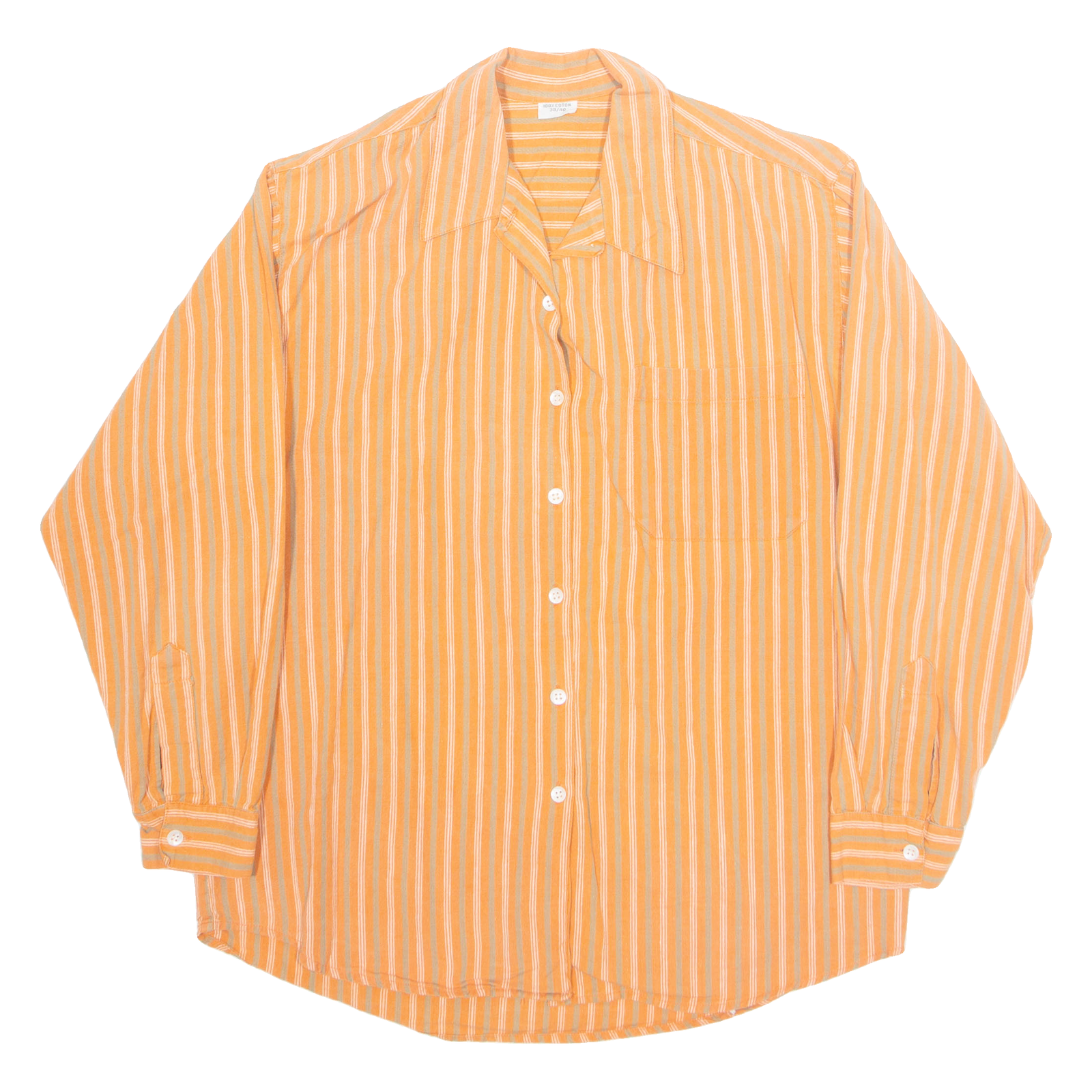 Womens Printed Shirt Orange Collared Long Sleeve 90s Striped M Refurbished - N/A refurbished available on Cerqular