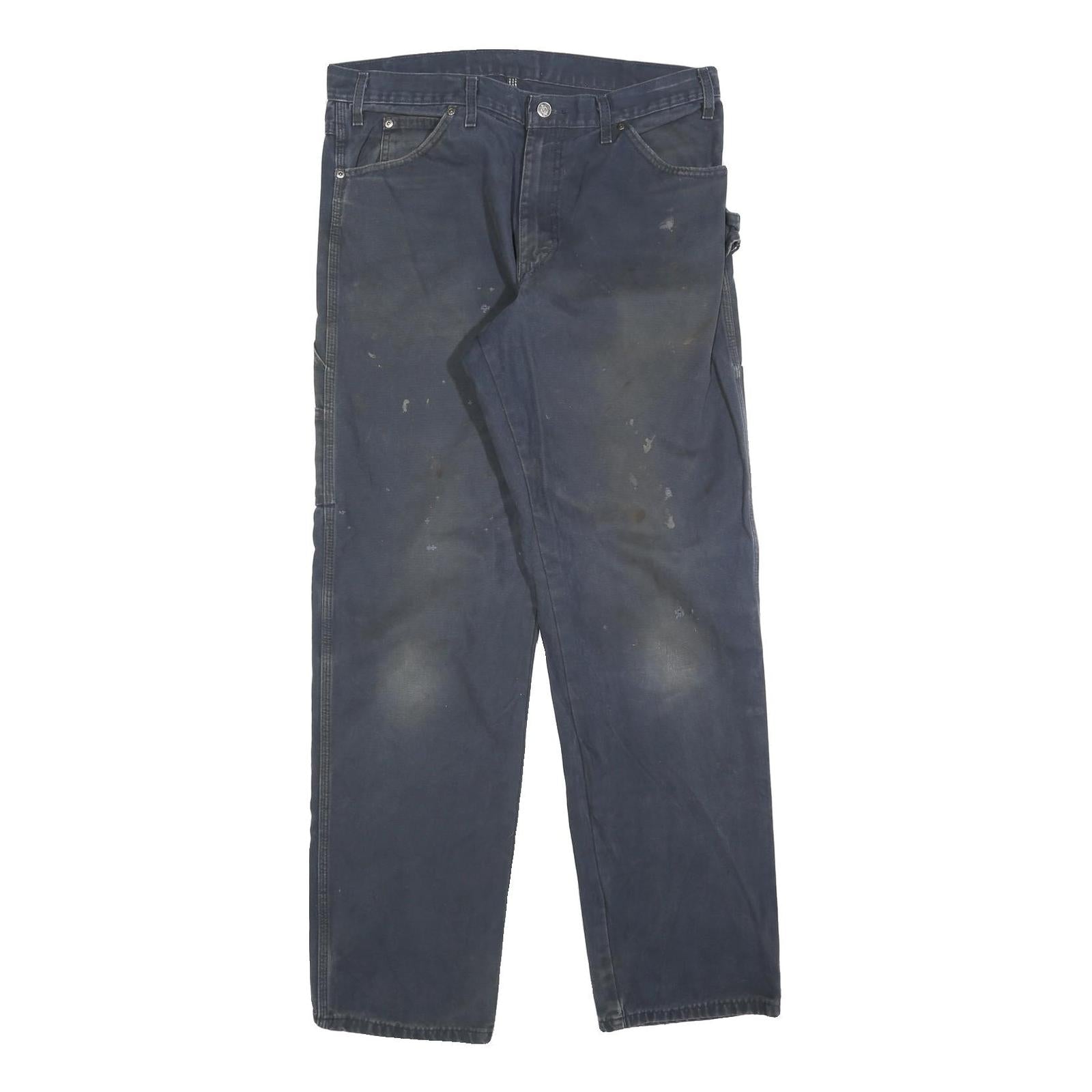 DICKIES Mens Relaxed Fit Navy Blue Workwear Denim Jeans W34 L34 Durable Zip Refurbished - N/A refurbished available on Cerqular