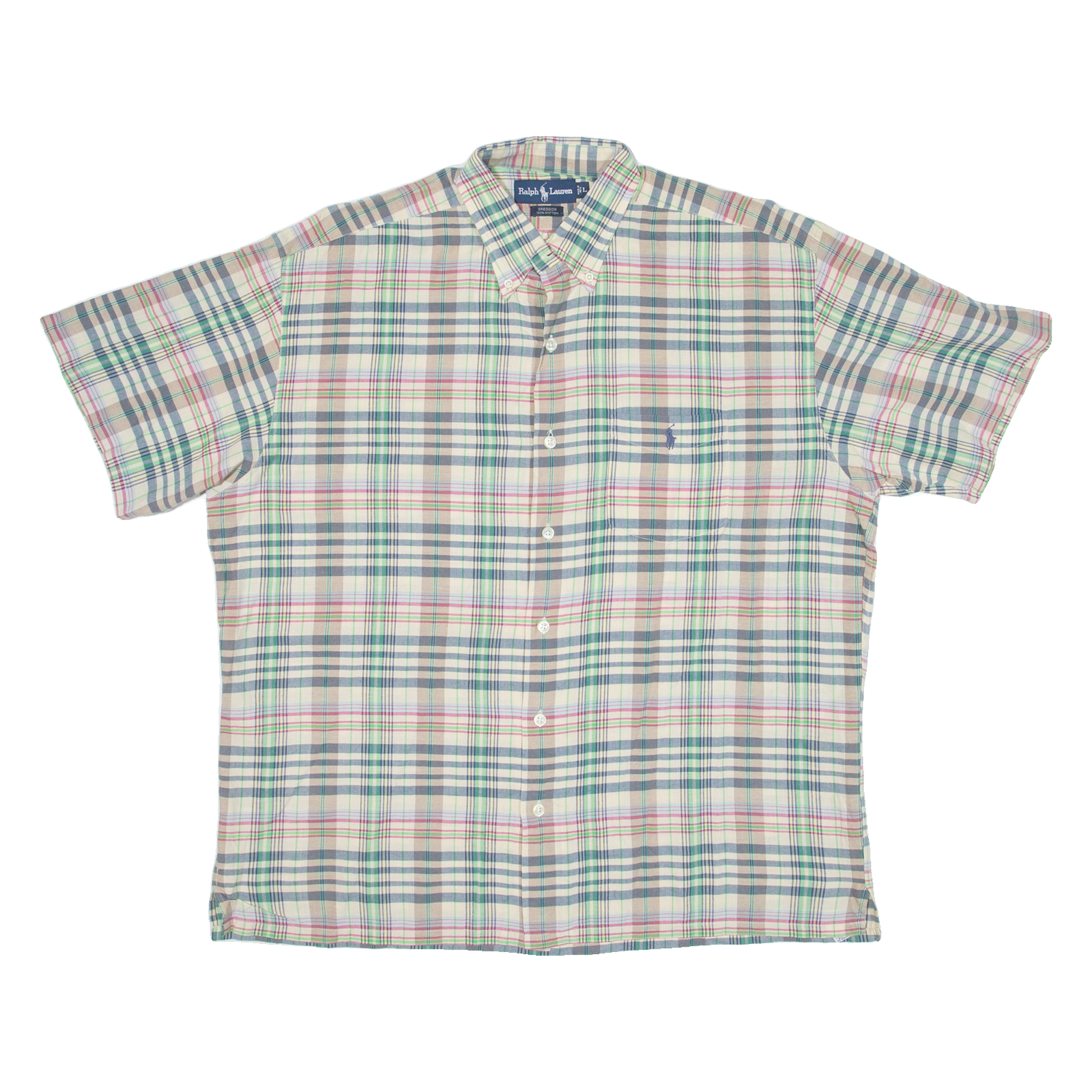 RALPH LAUREN Greggor Mens Shirt Beige Check L Refurbished - N/A refurbished available on Cerqular