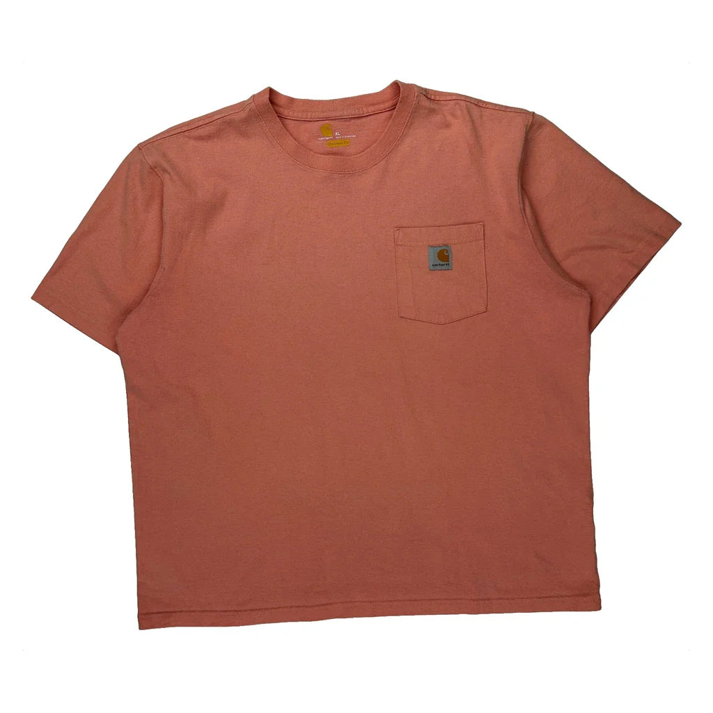 Carhartt T-Shirt - XL Orange Cotton Refurbished - Thrifted (note: this is a term often used to describe second- refurbished available on Cerqular