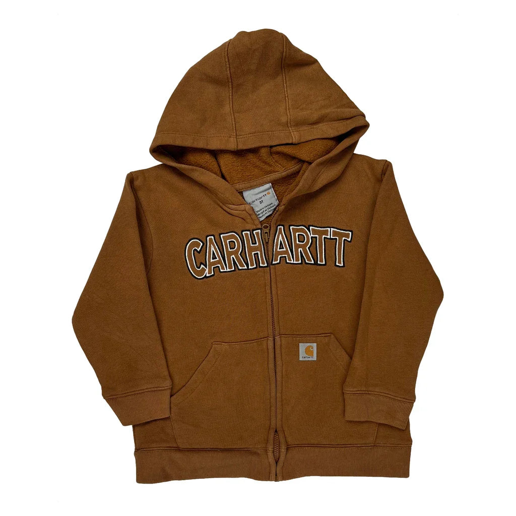 Age 3 Carhartt Hoodie - XS Brown Cotton Refurbished - Thrifted (note: this is a term often used to describe second- refurbished available on Cerqular