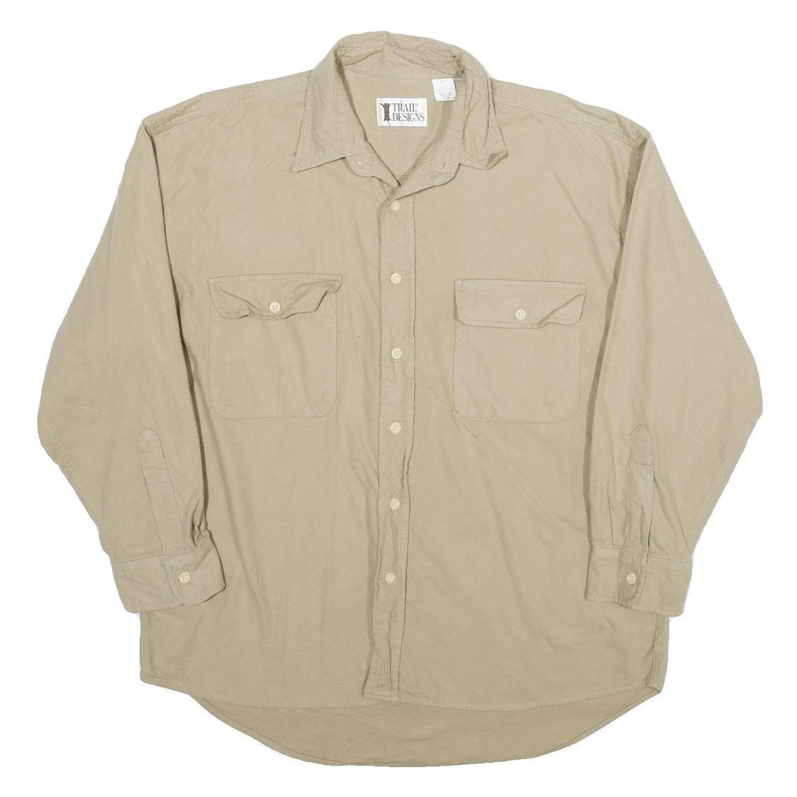 TRAIL DESIGNS Mens Beige Cotton Shirt XL Casual Utility Outdoor Long Sleeve Refurbished - N/A refurbished available on Cerqular