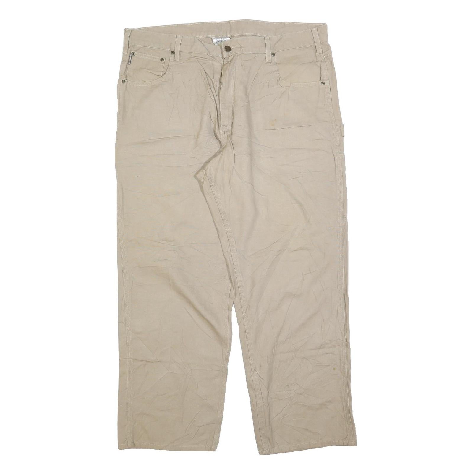 CARHARTT Mens Loose Beige Cotton Blend Trousers W40 L30 Zip Casual Workwear Refurbished - N/A refurbished available on Cerqular