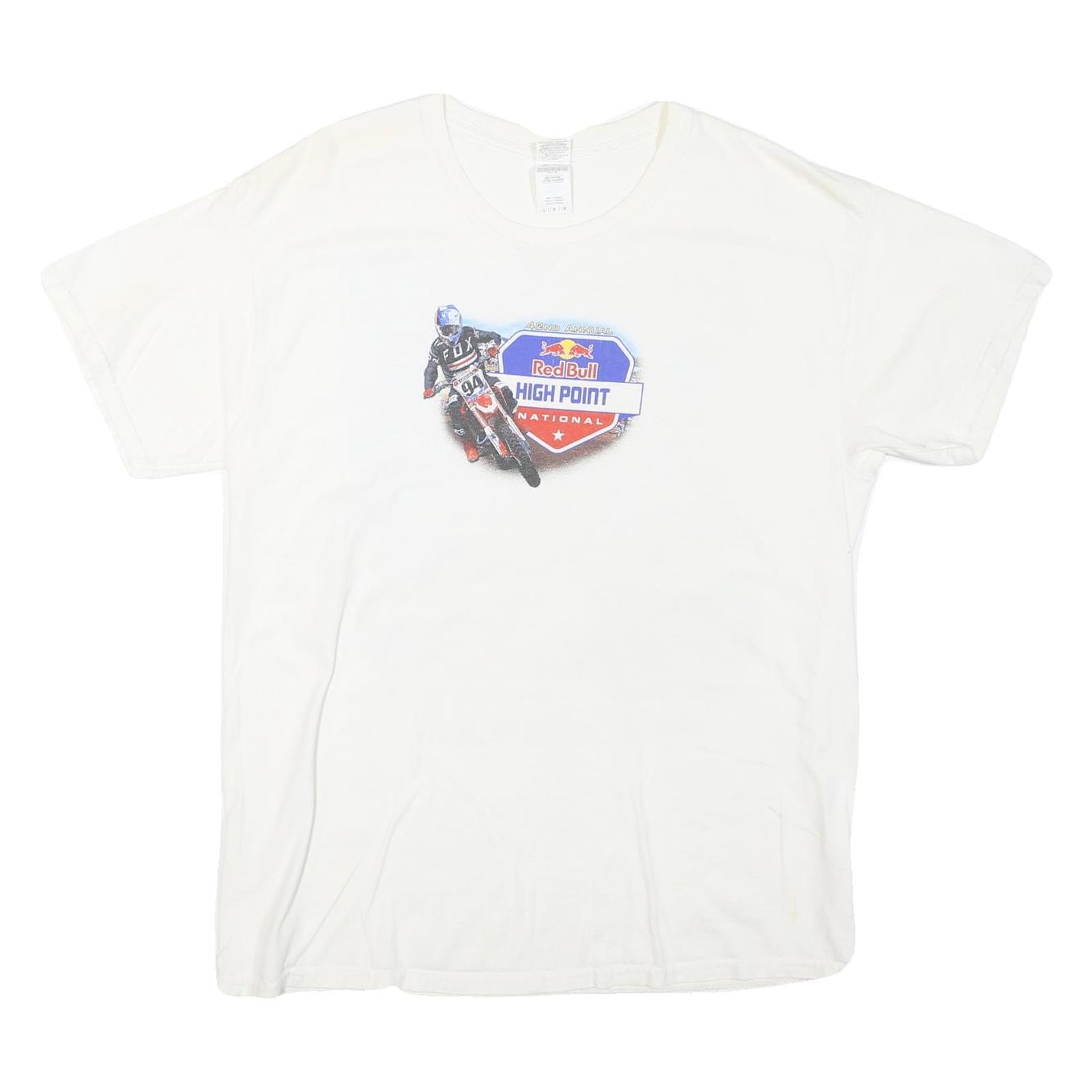 GILDAN Mens White Red Bull High Point National Graphic T-Shirt L Short Sleeve Refurbished - N/A refurbished available on Cerqular