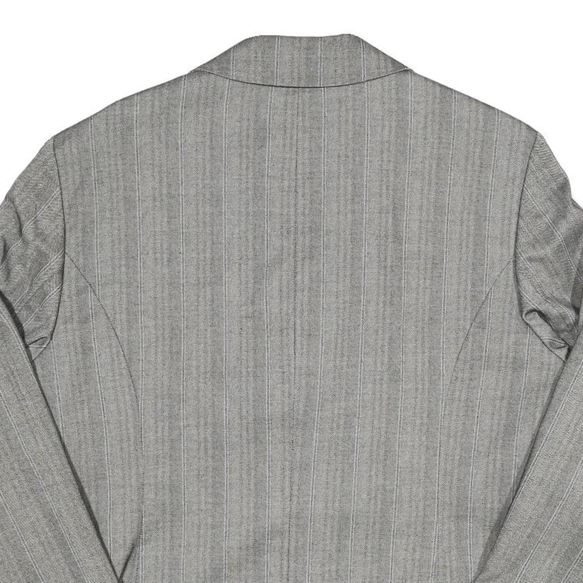 Mens Grey Pinstripe Button Jacket L Polyester Blend Classic Tailored Refurbished - N/A refurbished available on Cerqular
