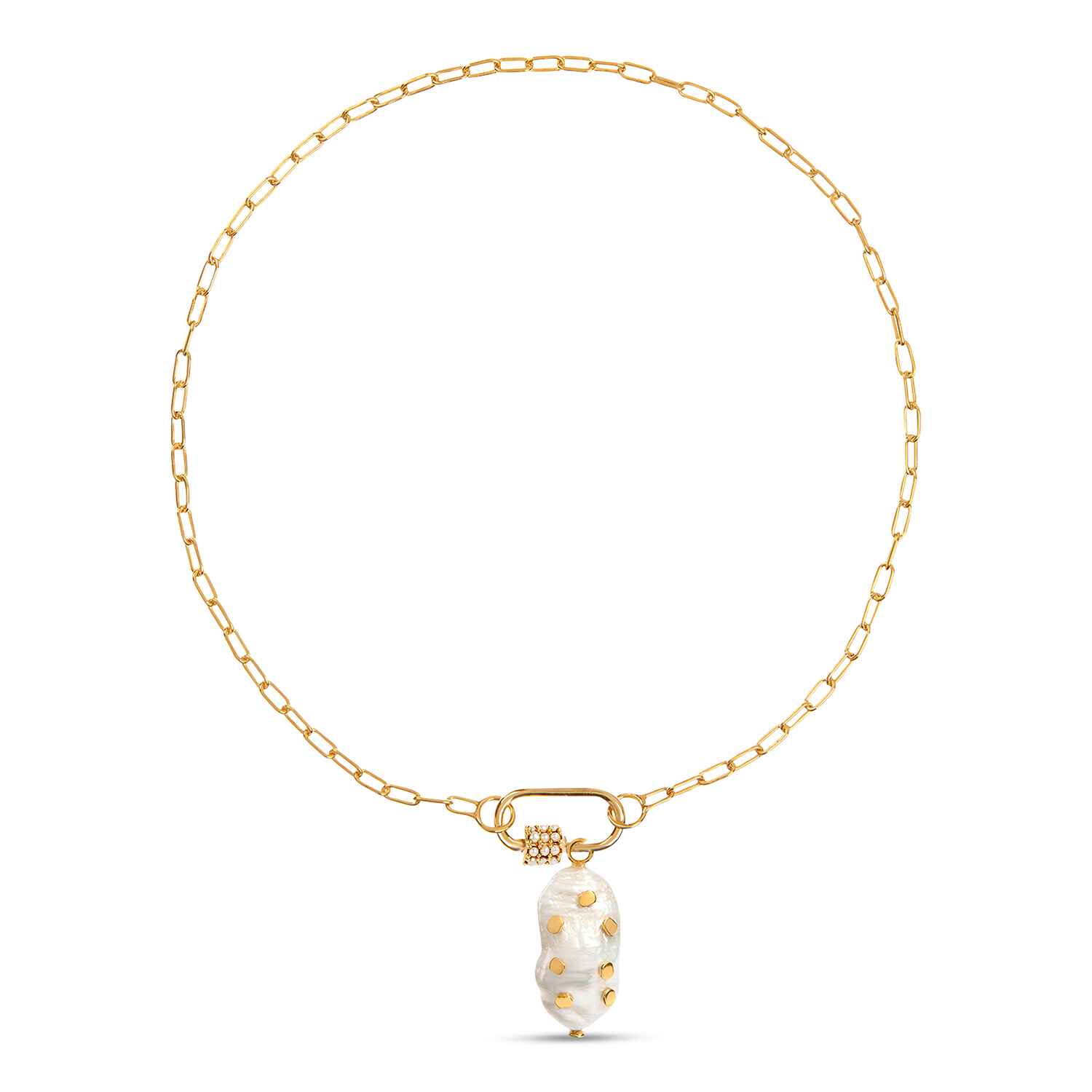 Daphne Gold Necklace With Pearl Carabiner Lock and Pearl Pendant Refurbished - Amadeus (This could refer to multiple things, such as the 1 refurbished available on Cerqular