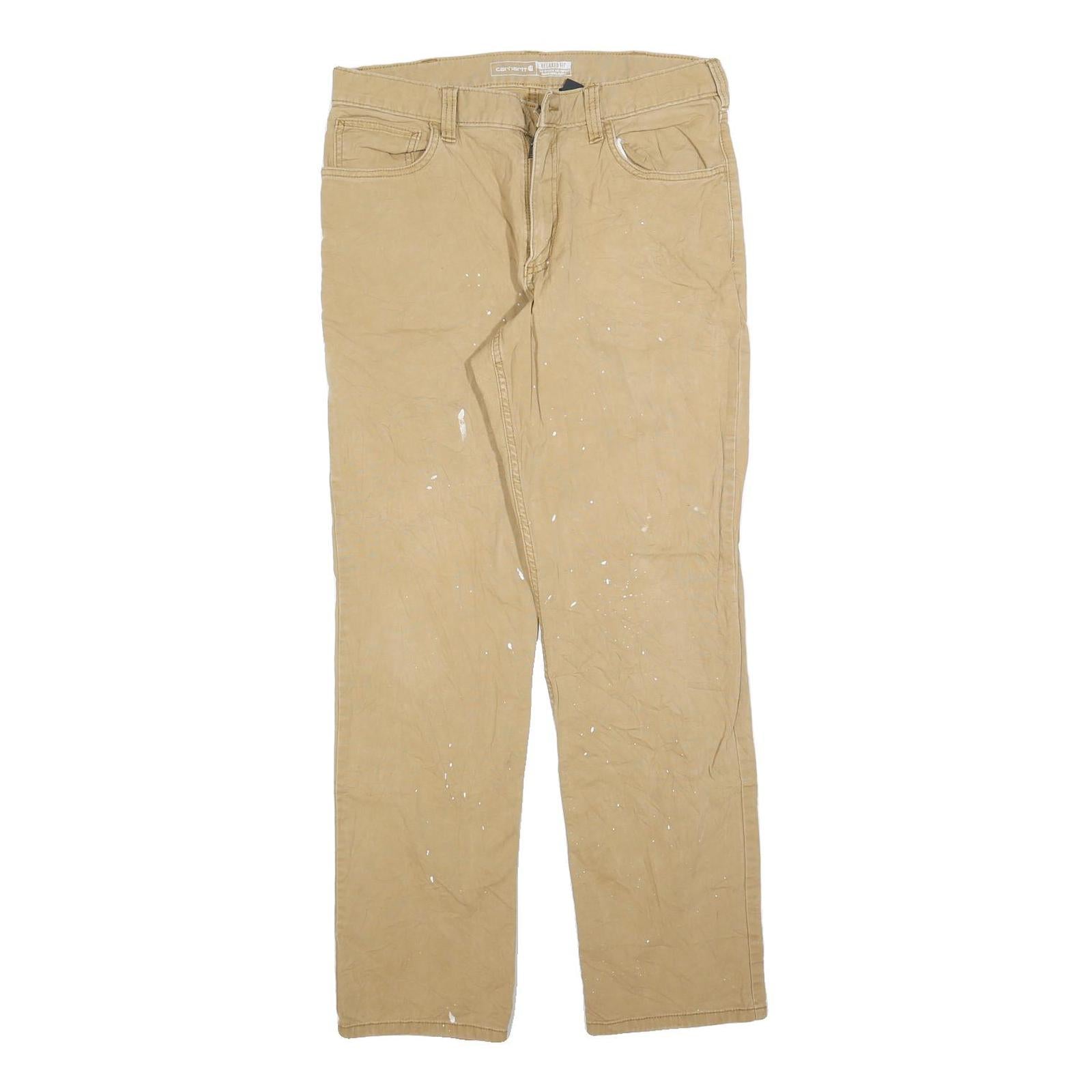 CARHARTT Mens Cotton Blend Beige Relaxed Straight Trousers W32 L32 Workwear Refurbished - N/A refurbished available on Cerqular