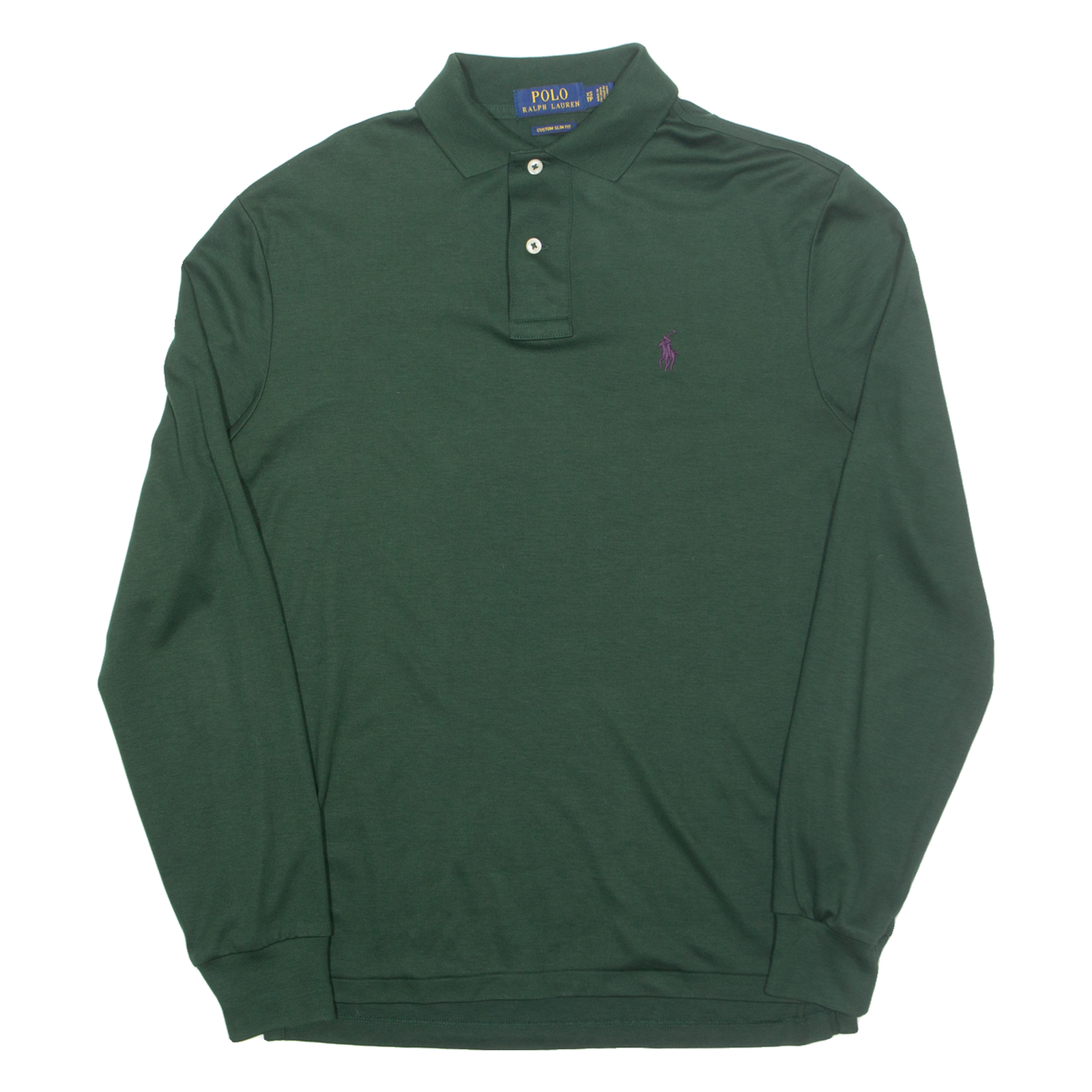 POLO RALPH LAUREN Slim Fit Mens Polo Shirt Green Long Sleeve XS Refurbished - N/A refurbished available on Cerqular