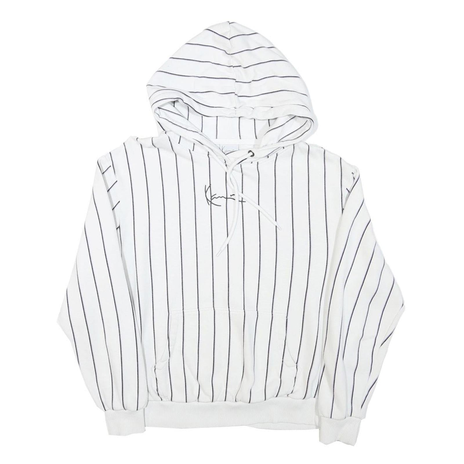 KARL KANI Mens White Black Stripe Hoodie M Cotton Blend Casual Streetwear Refurbished - N/A refurbished available on Cerqular