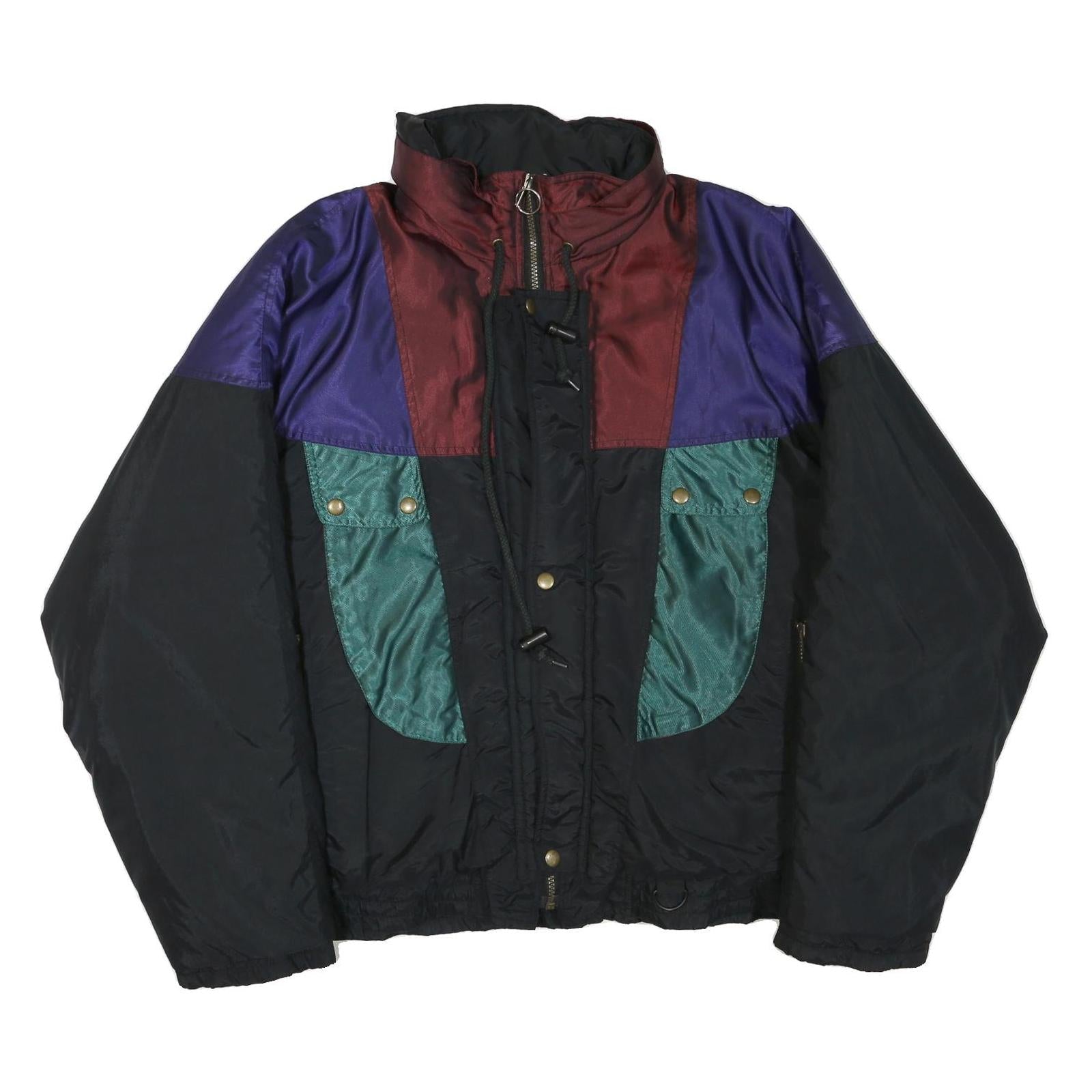 MCGREGOR Mens Black & Burgundy & Purple Colourblock Nylon Zip Jacket L Polyester Refurbished - N/A refurbished available on Cerqular