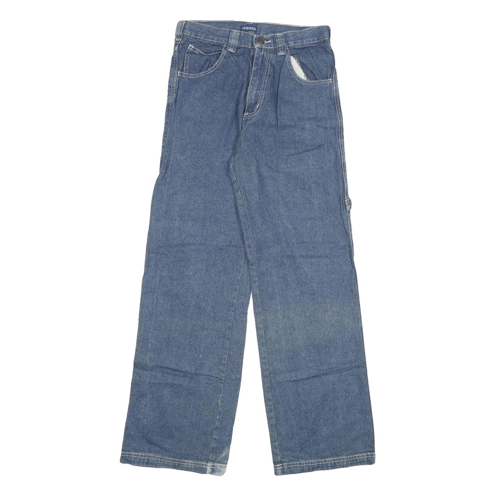 OKANAGAN Womens Jeans Blue Relaxed Wide-Leg Denim Medium W23 L30 Casual Pocket Refurbished - N/A refurbished available on Cerqular