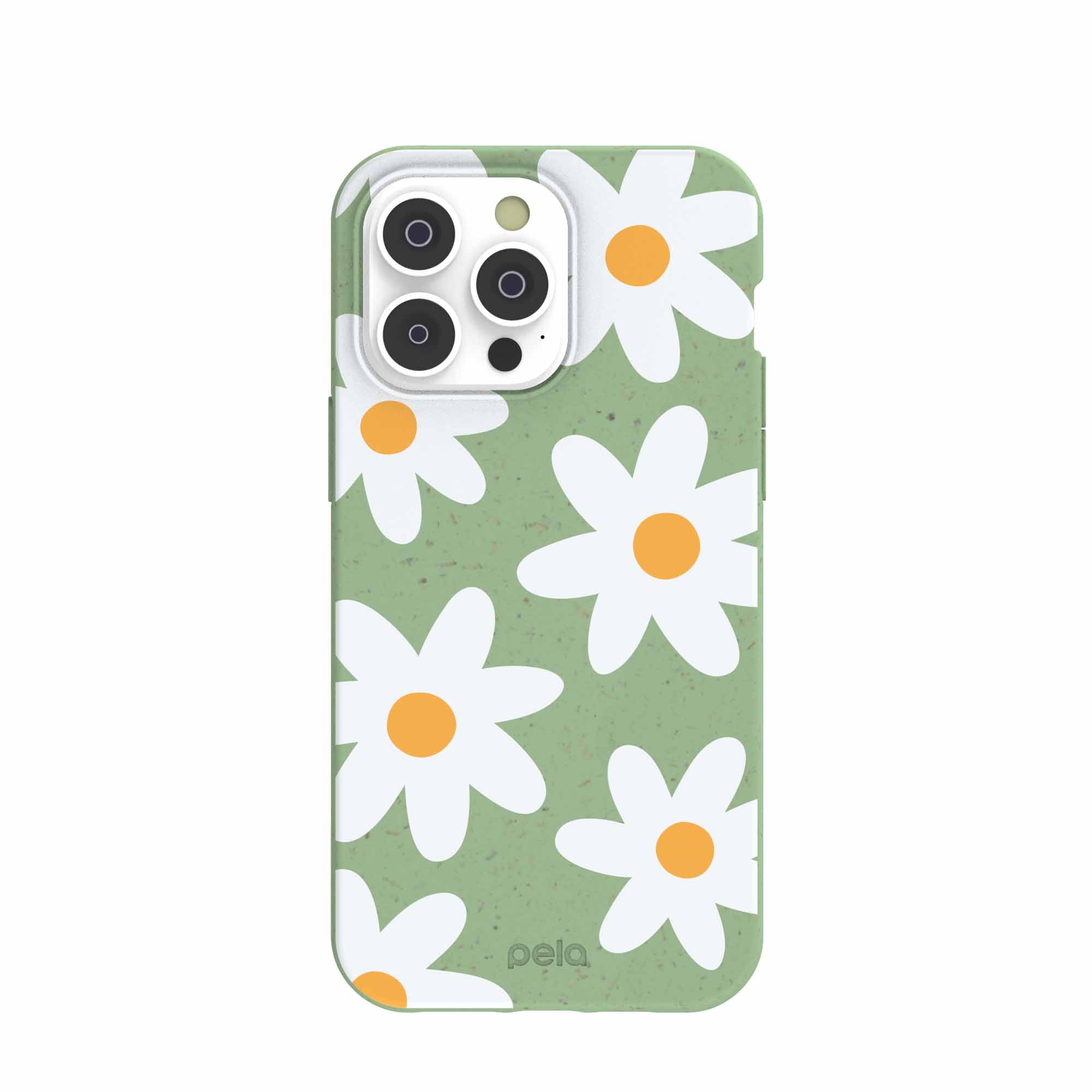 Sage Green Daisy iPhone 14 Pro Max Case Refurbished - Pela Case refurbished available on Cerqular