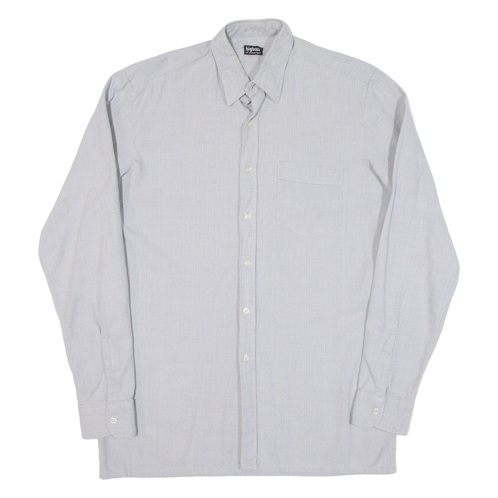 Mens Shirt Grey Striped Long Sleeve M Refurbished - N/A refurbished available on Cerqular