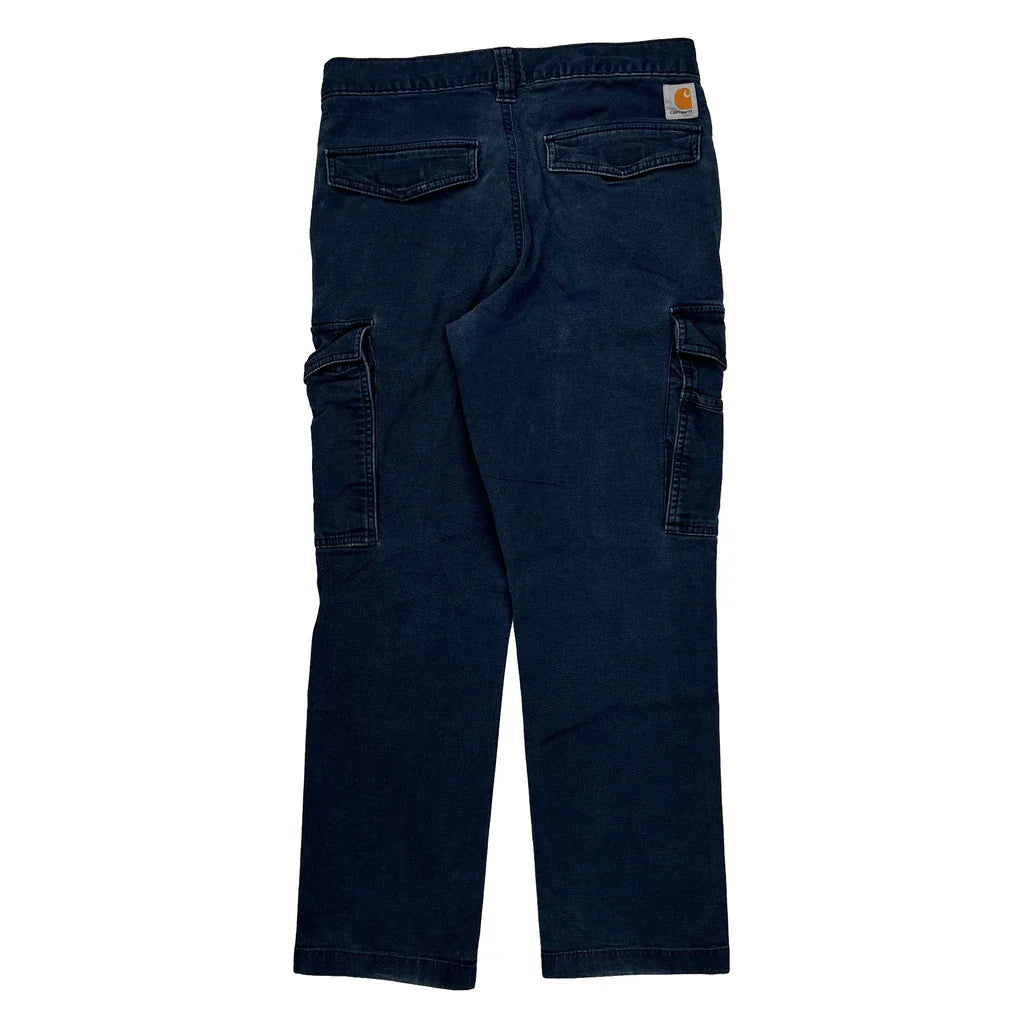 Carhartt Cargo Trousers - 30W 30L Blue Cotton Refurbished - Thrifted (note: this is a term often used to describe second- refurbished available on Cerqular