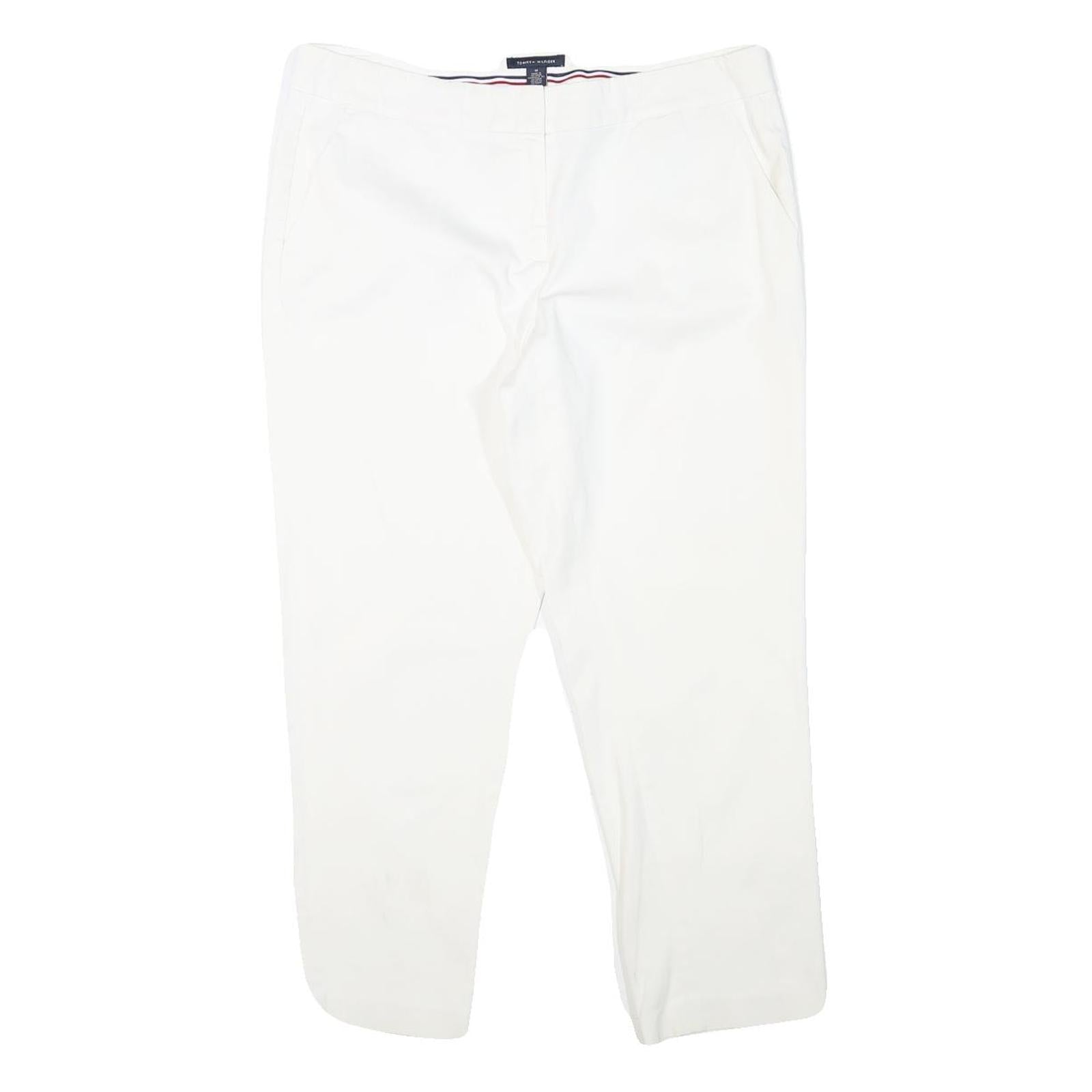 TOMMY HILFIGER Womens Cotton Blend White Slim Trousers Zip Closure W32 L26 Refurbished - N/A refurbished available on Cerqular